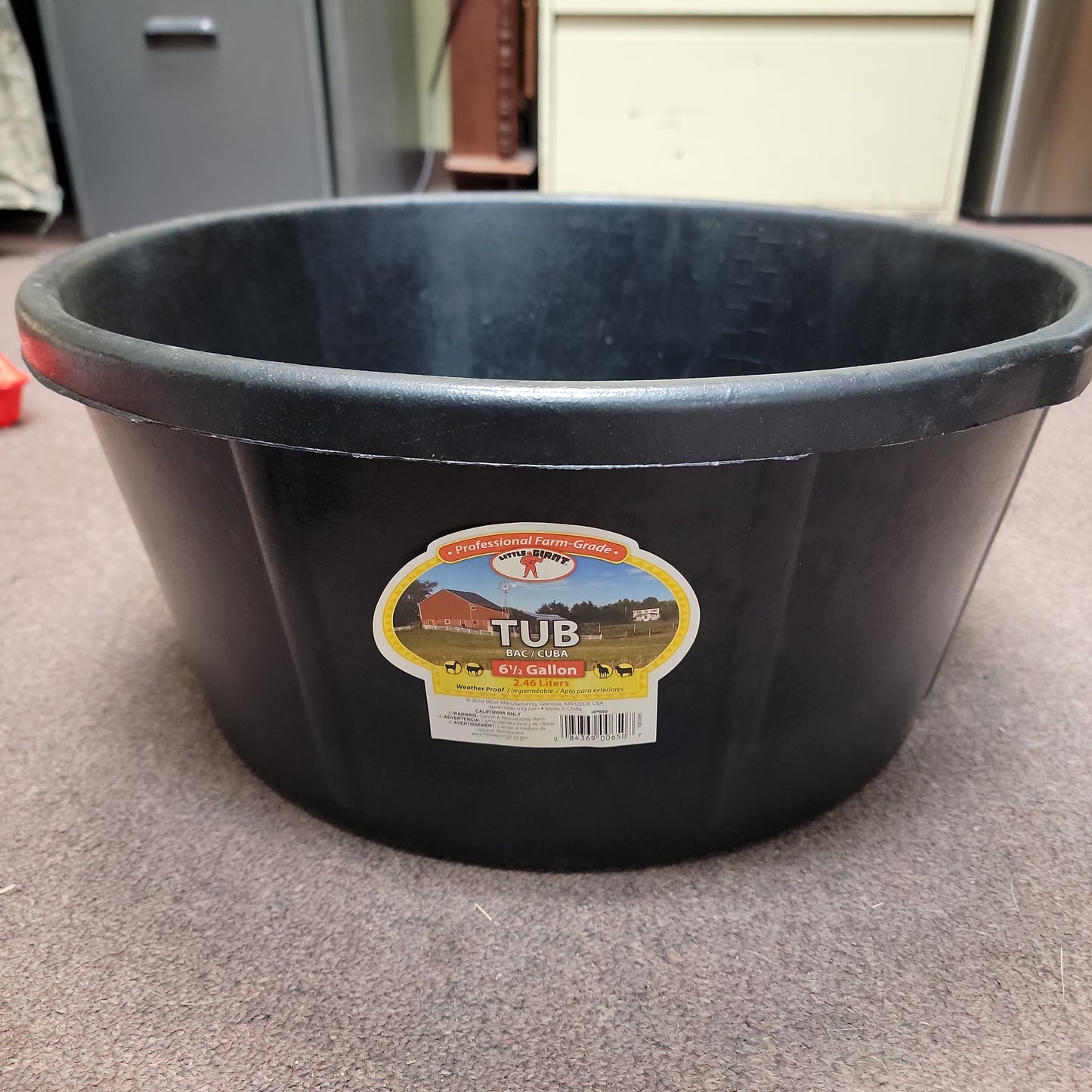 6.5 Gal Rubber Tub-black tub : 6.5 Gal