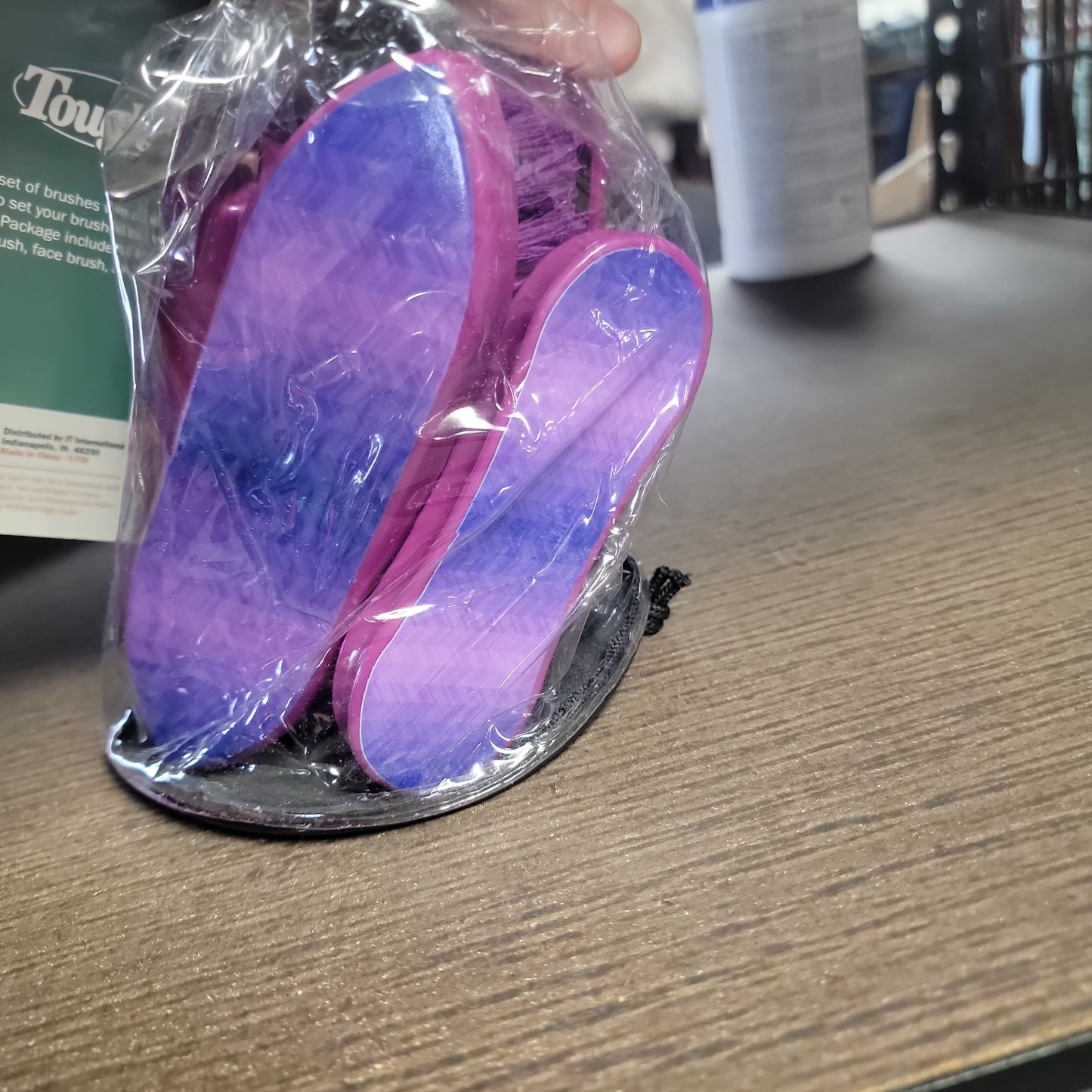 4 PIECE PRINTED BRUSH SET-PURPLE/PINK