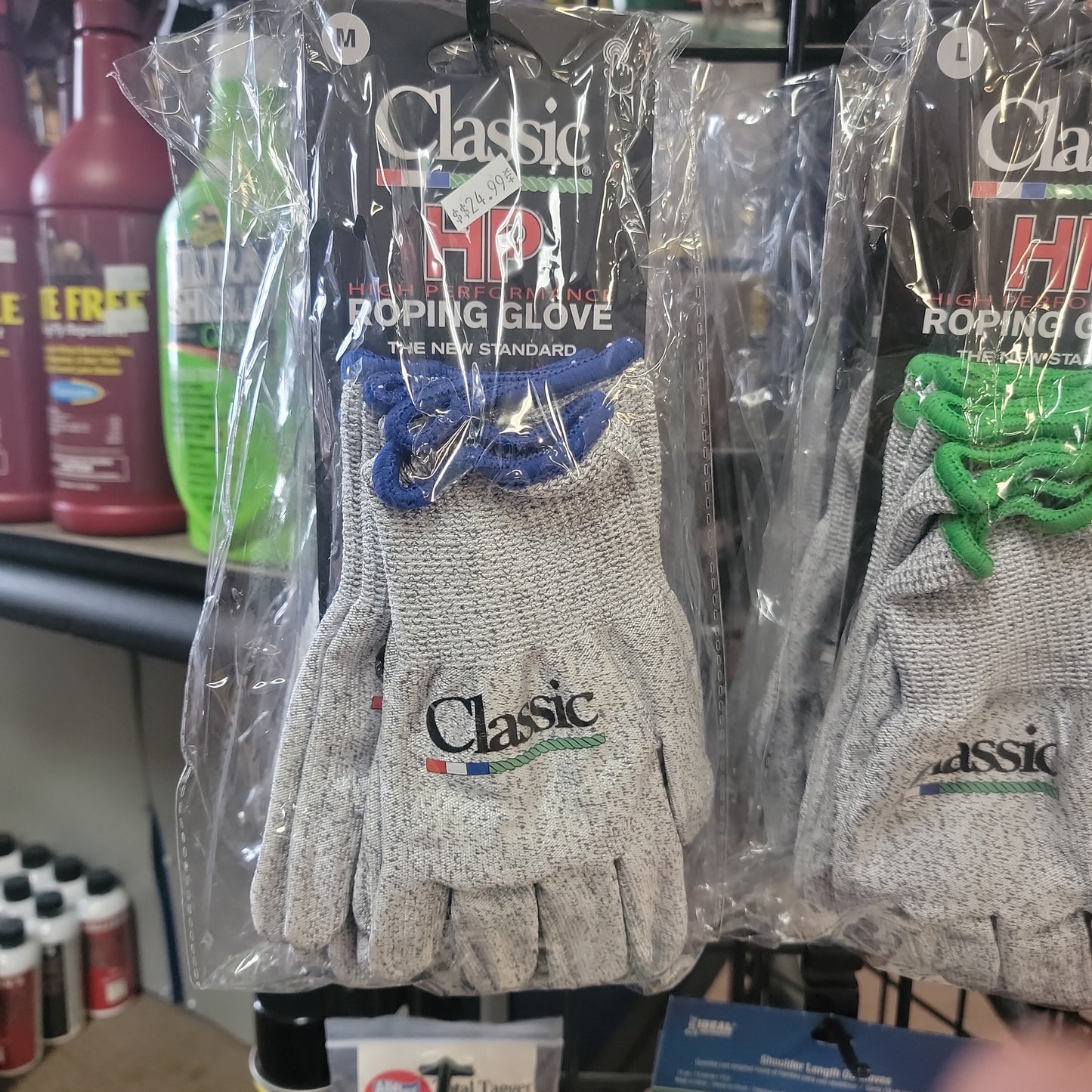 CLASSIC ROPING GLOVE 6PK BLUE-MED