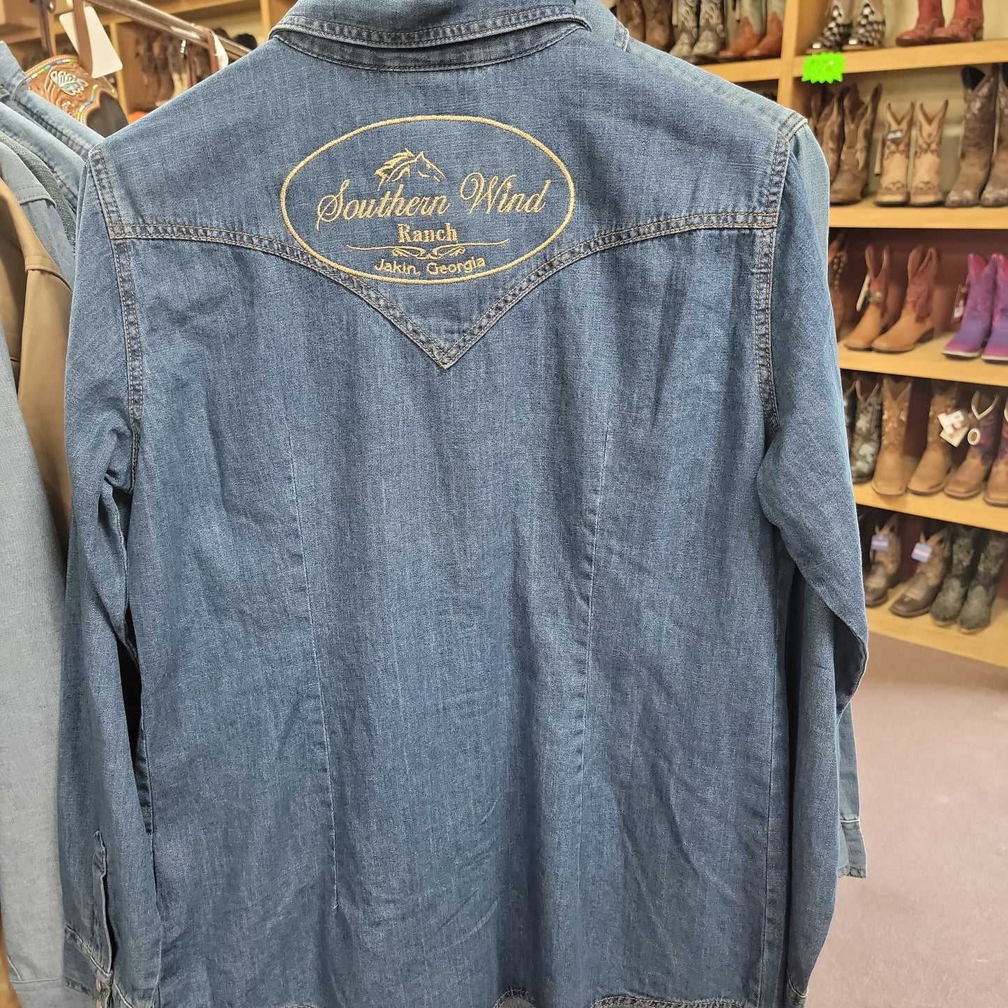 Mens Western Shirt-Blue DENIM : L