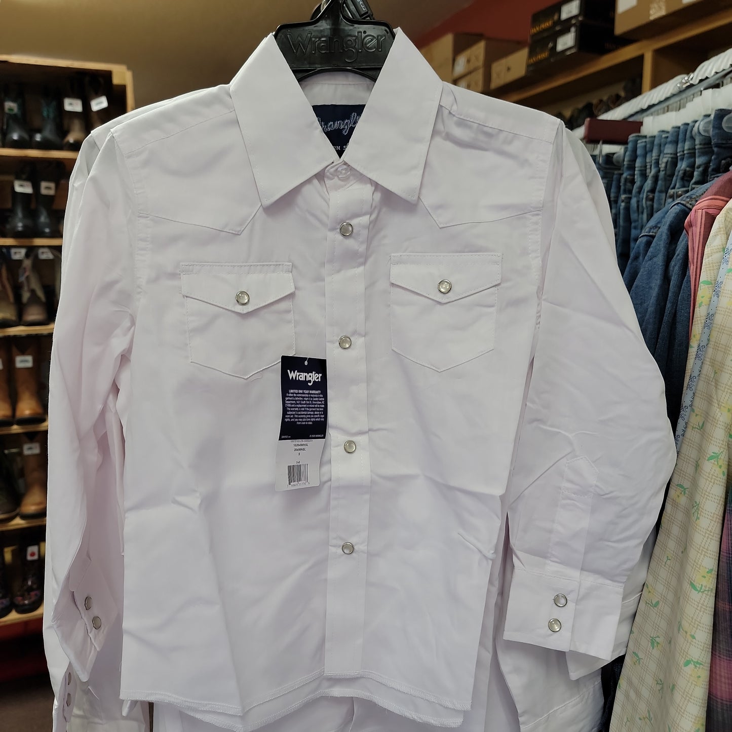 Wrangler western boys shirt white 204WHSL
