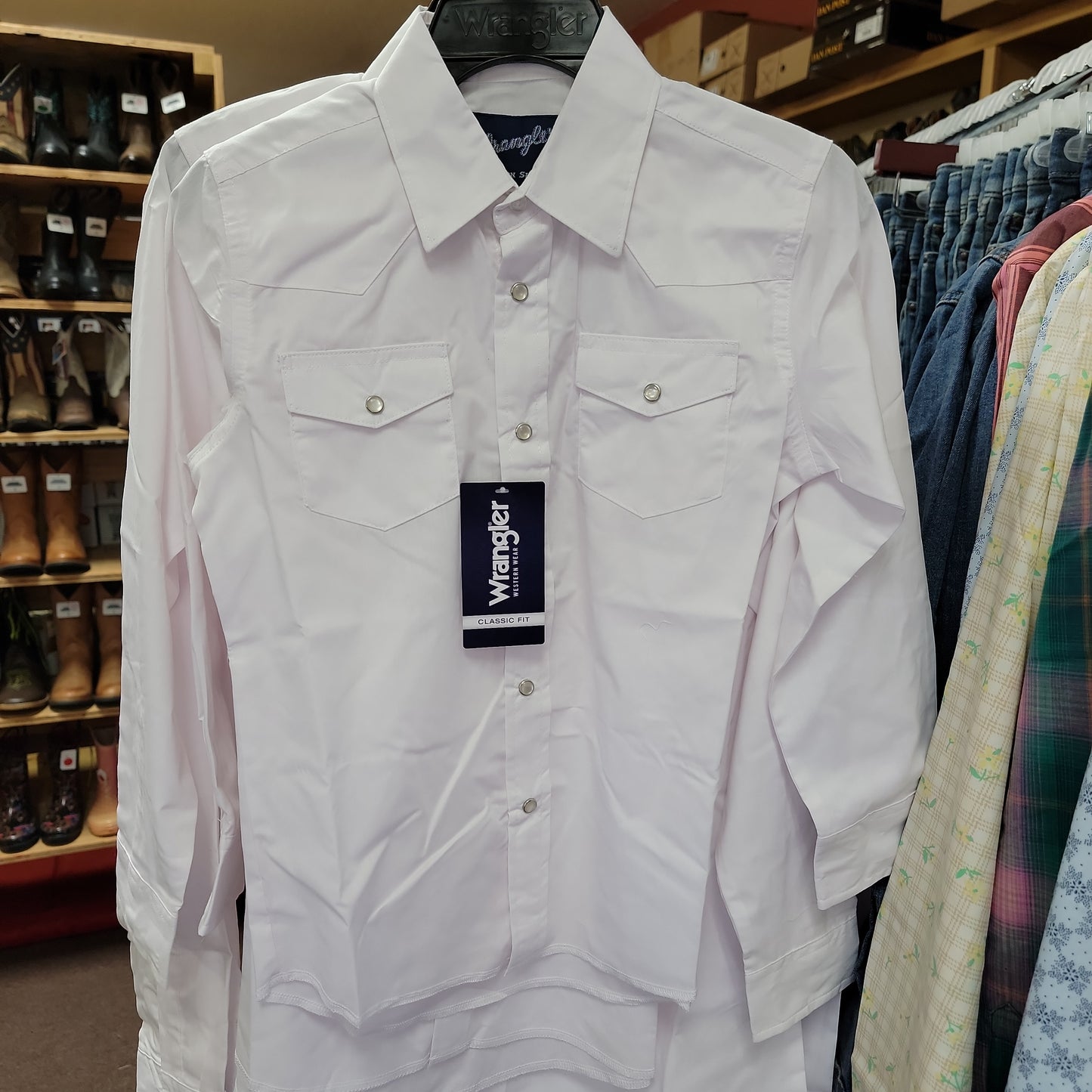 Wrangler western boys shirt white 204WHSL