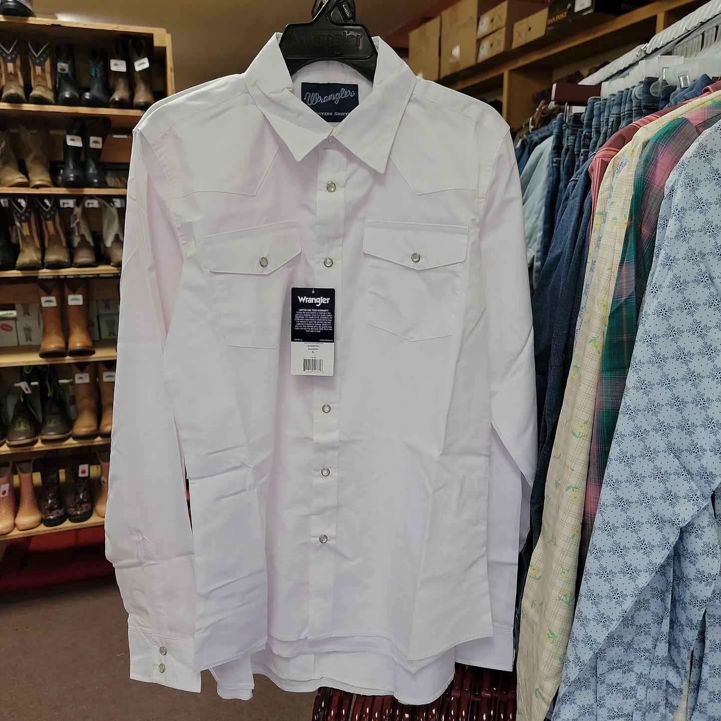 Wrangler western boys shirt white 204WHSL