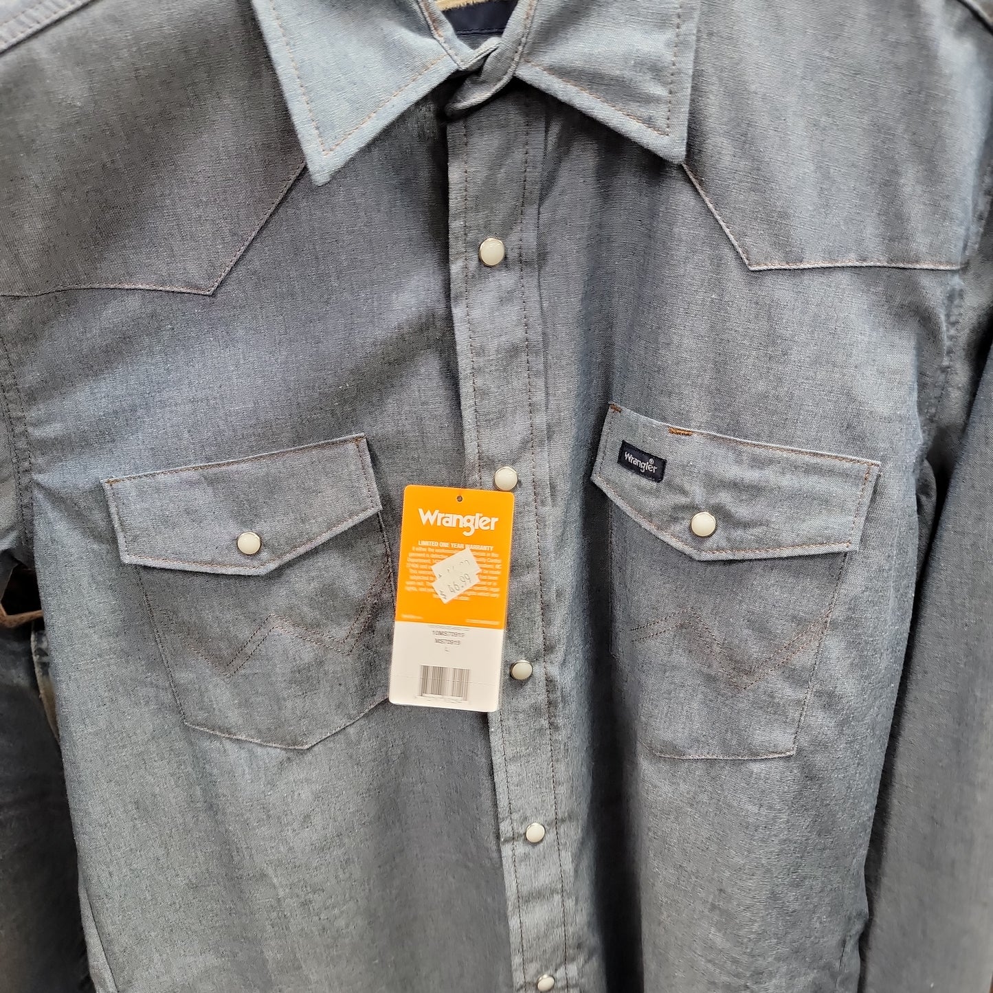 Mens Western Shirt-BLUE BUTTON 10MS70919 MS70919