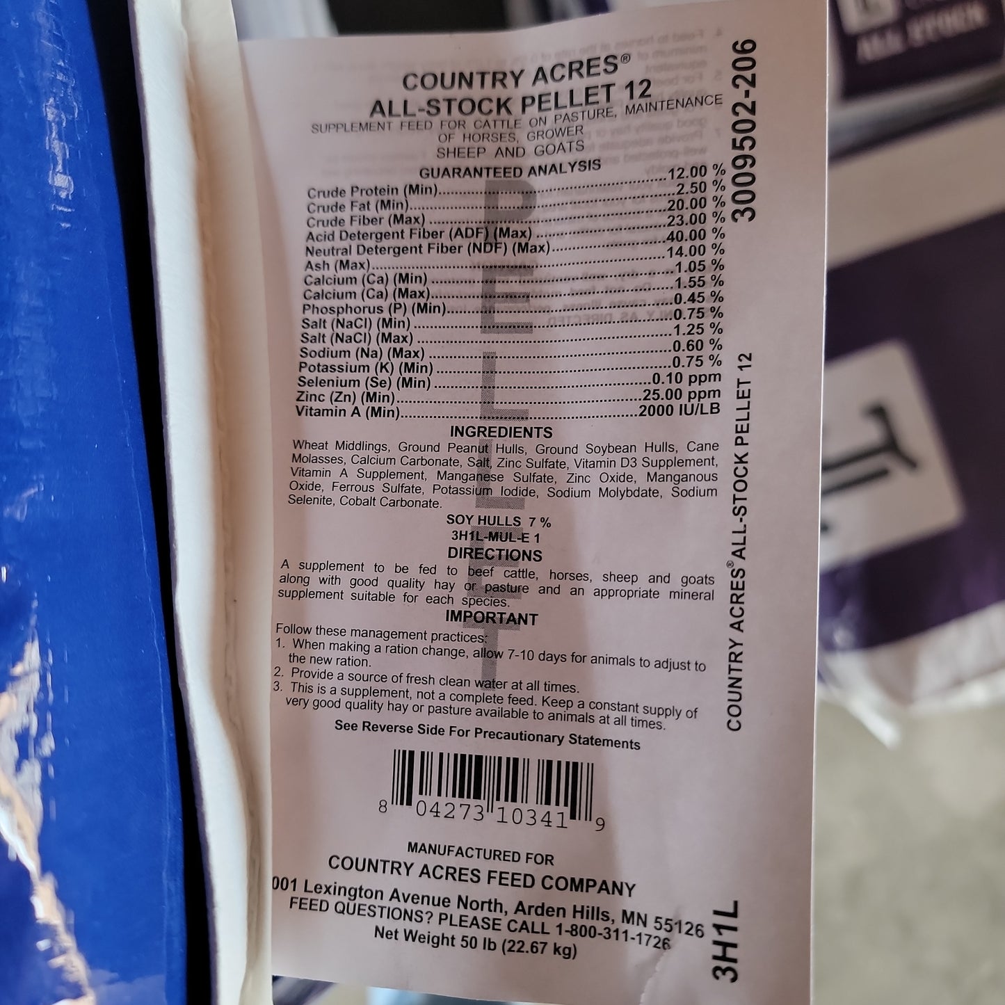 Purina Country Acres All stock pellet 3009502-206