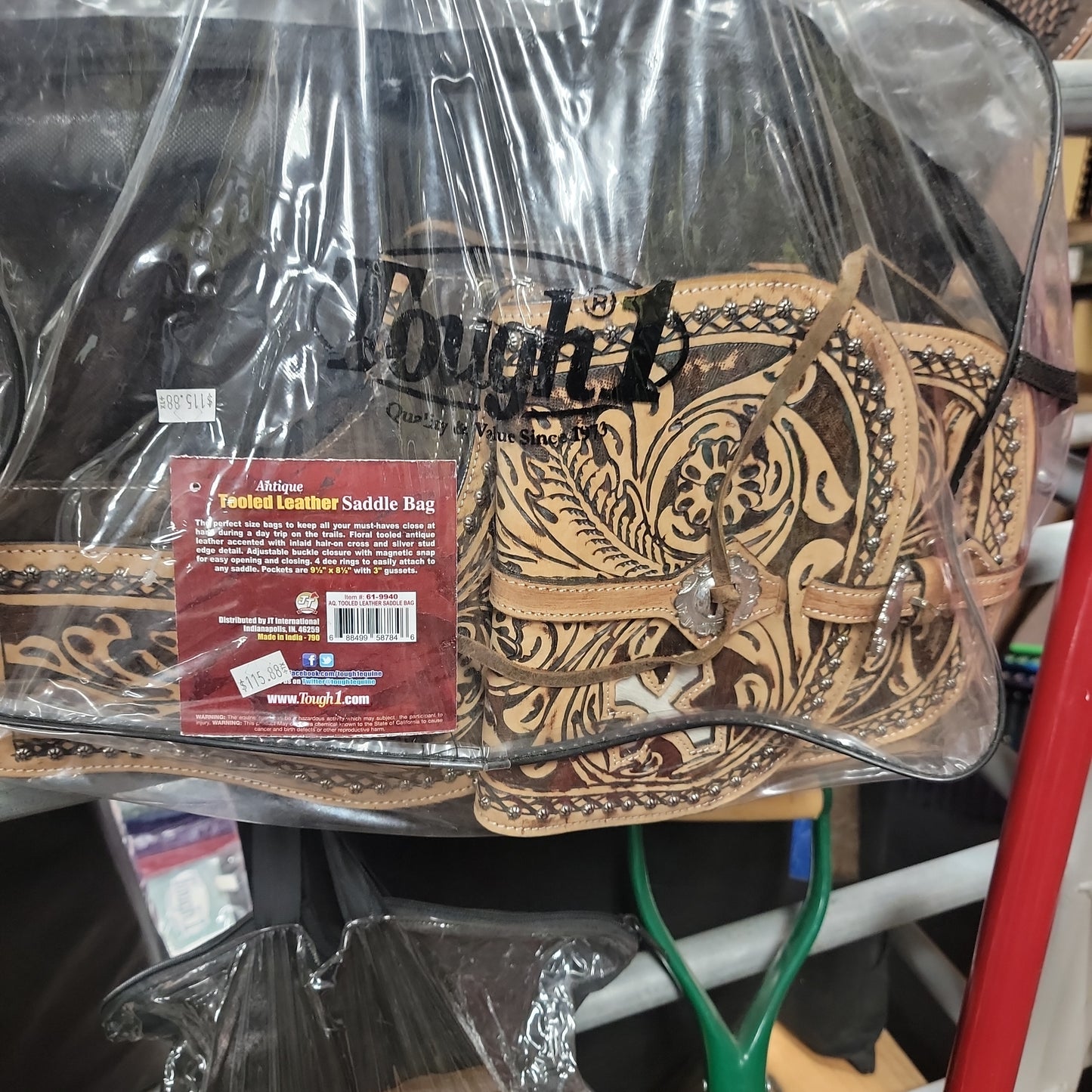 TOOLED LEATHER SADDLE BAG-BROWN/TAN