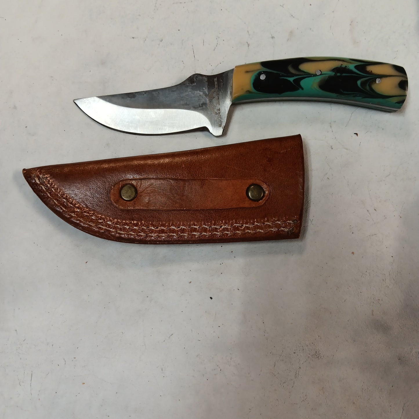 Old ram knife with sheath