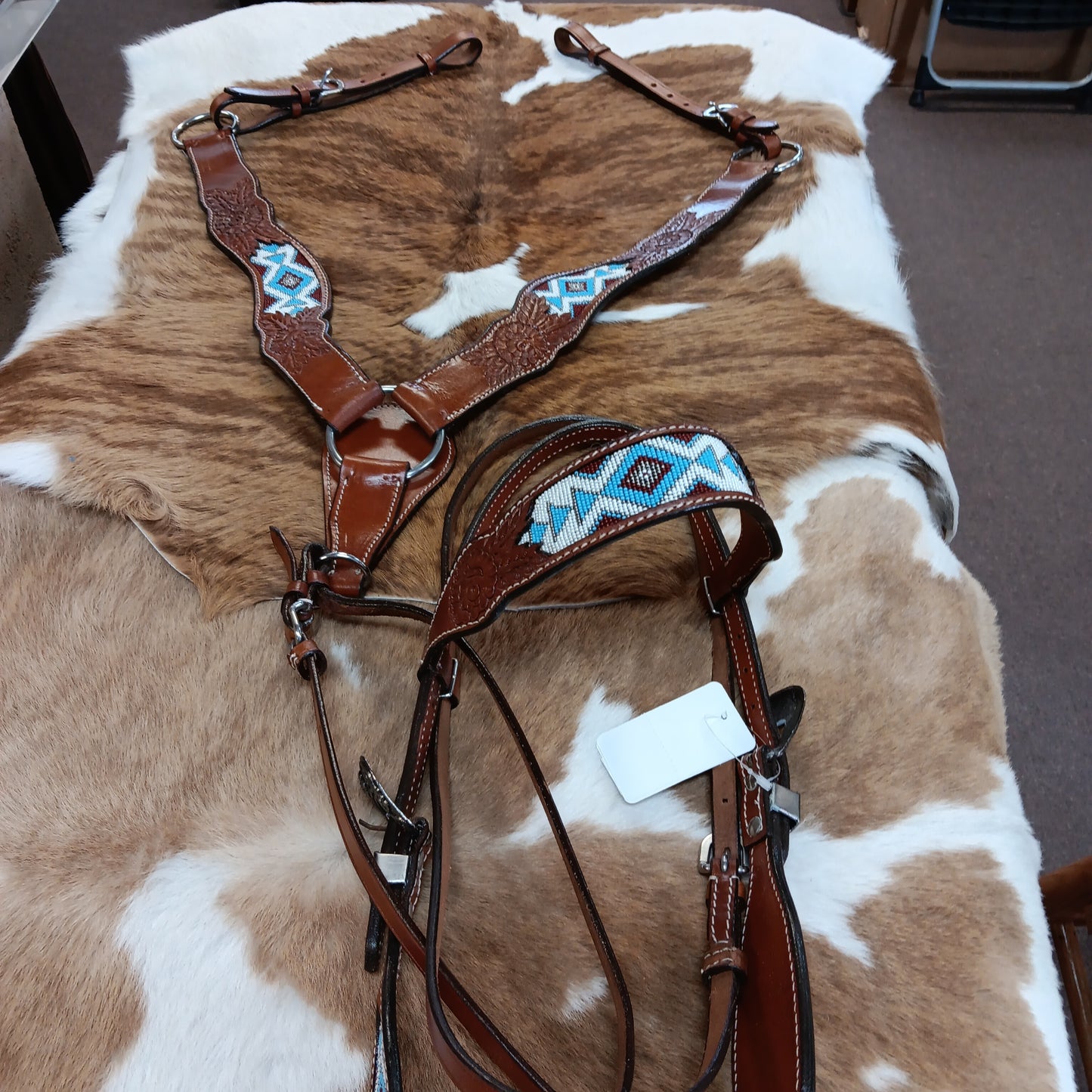 BEADED HEADSTALL AND BREAST COL
