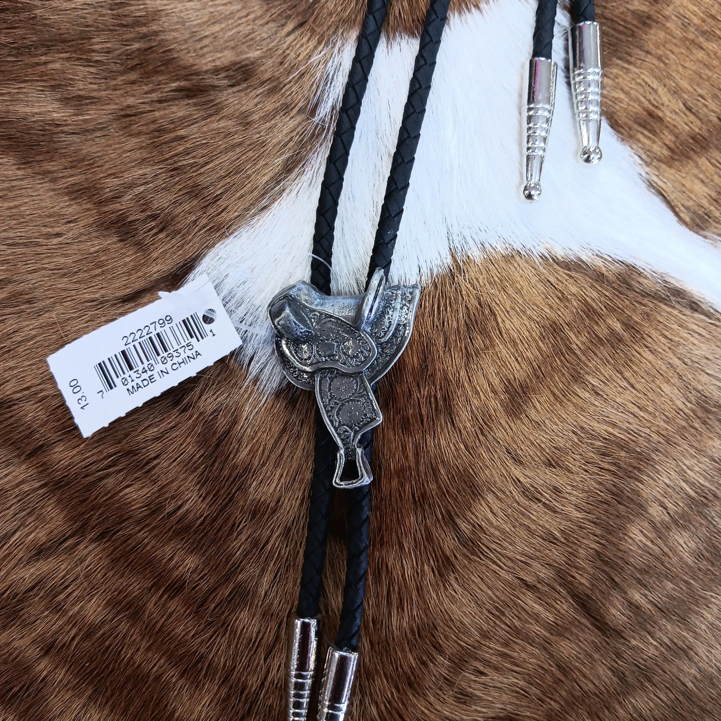 DOUBLE S BOLO TIE-BLACK/SILVER