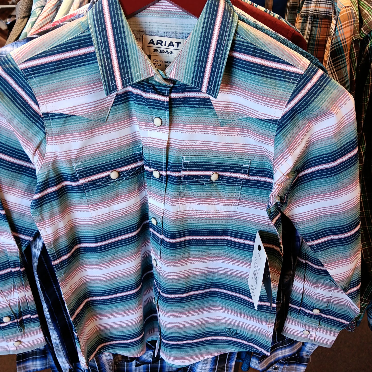 GIRLS DOWNSTREAM LS SHIRT-TEAL SNAP : XL