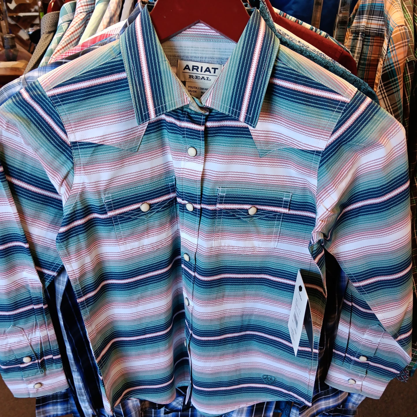 GIRLS DOWNSTREAM LS SHIRT-TEAL SNAP : XXL