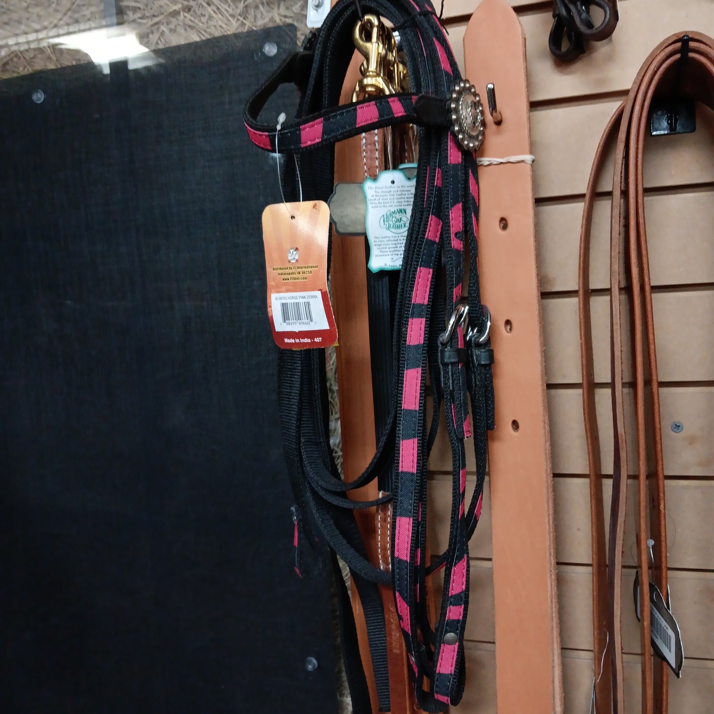 PINK HEAD STALL-ZEBRA