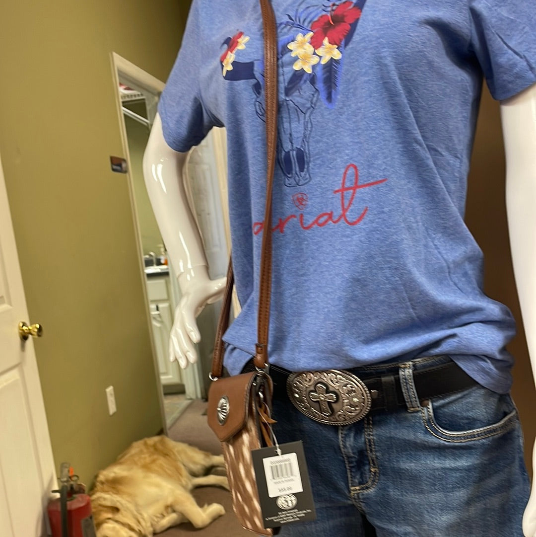 Crossbody Purse Deer Print-Brown