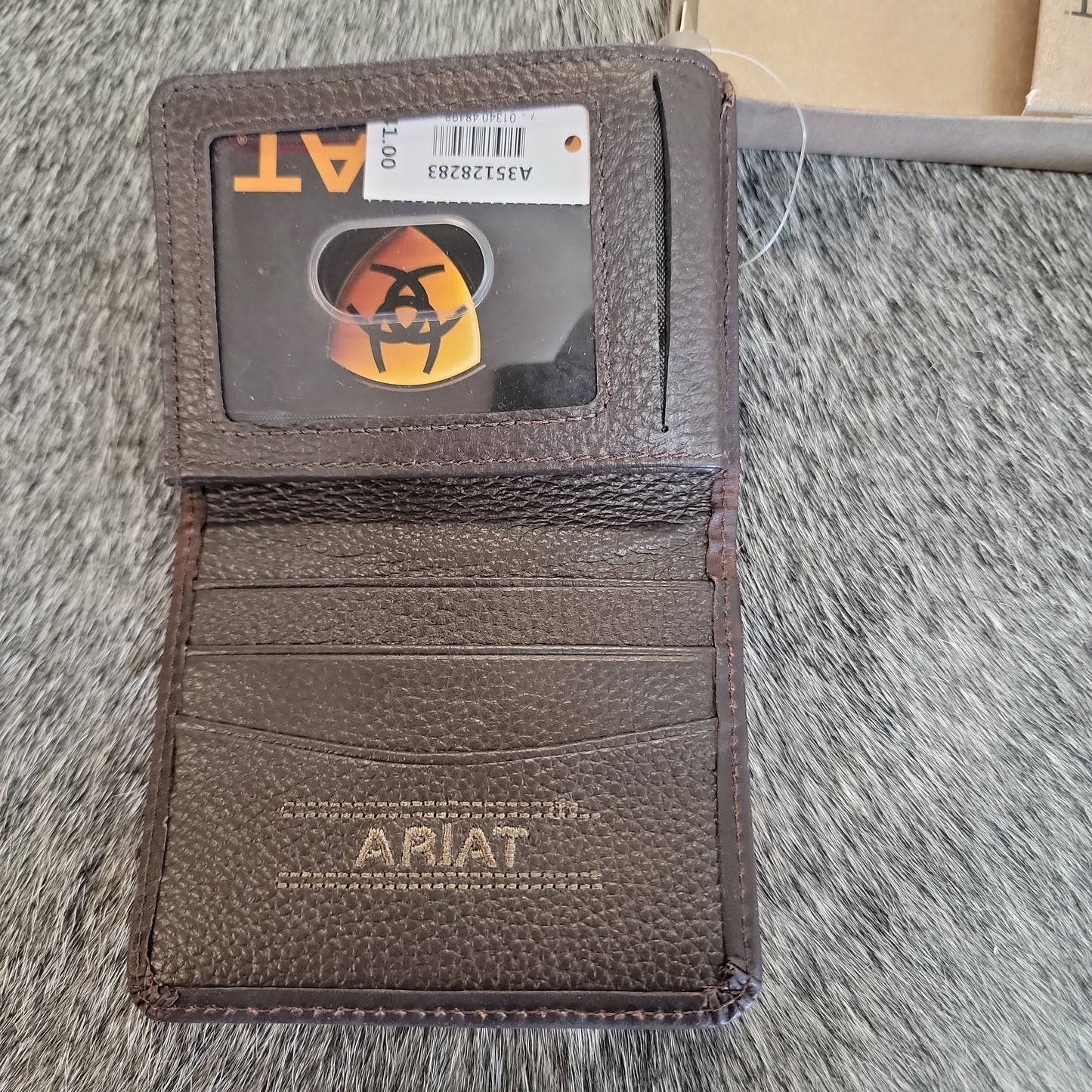 Mens Ariat Bi-Fold Wallet-Dark Brown