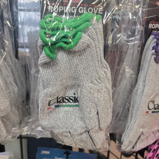 CLASSIC ROPING GLOVE 6PK GREEN-GREEN : LG