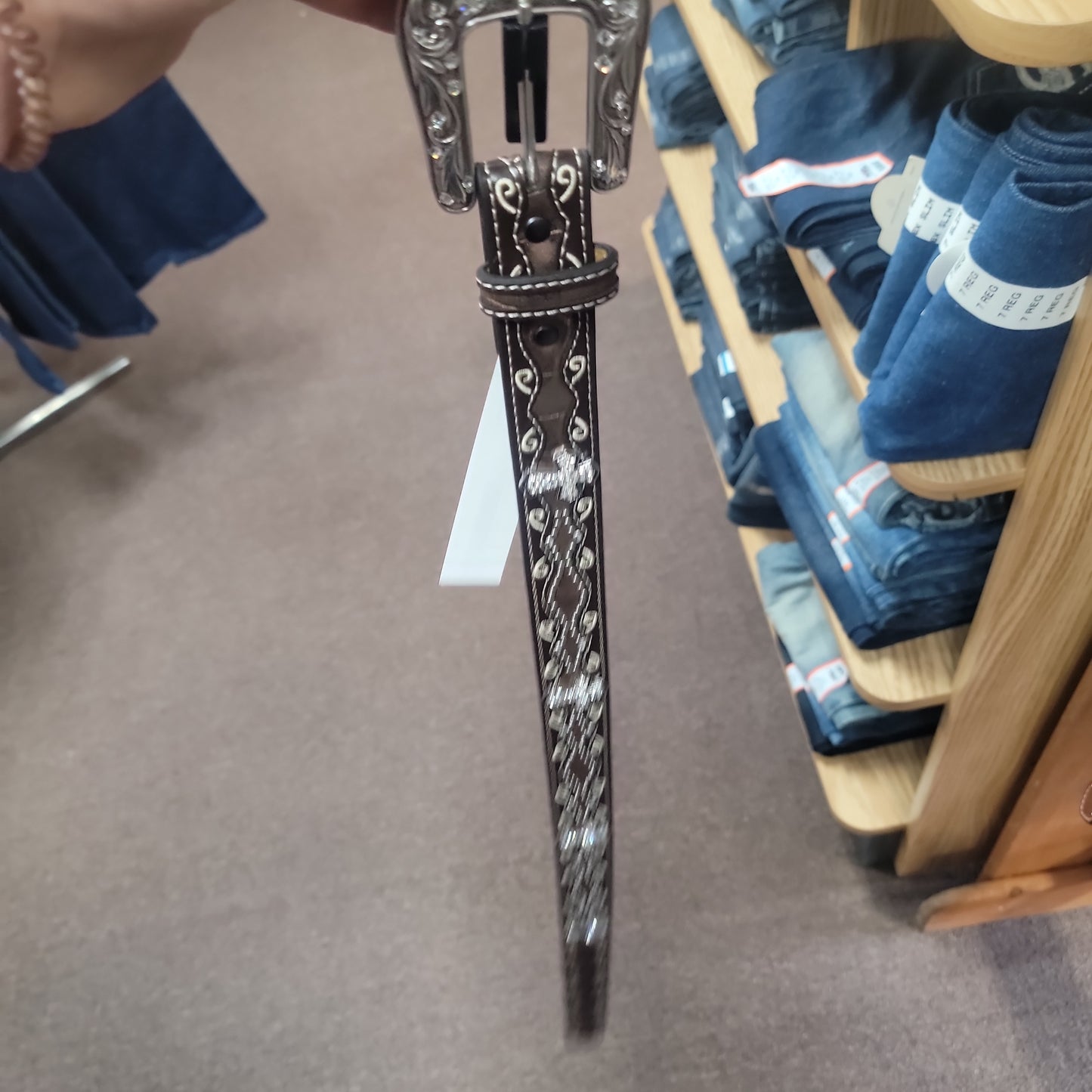 GIRLS ARIAT CROSS BELT-BROWN : 24