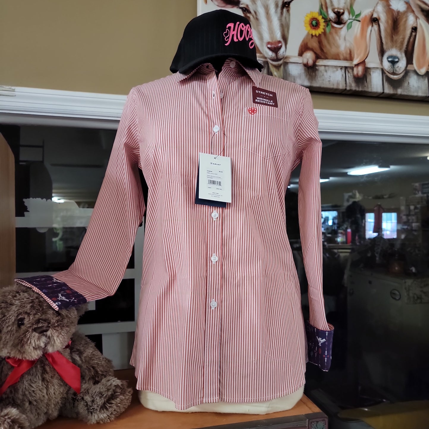 WMNS ARIAT KIRBY POPPY SHIRT-POPPY/WHITE : M