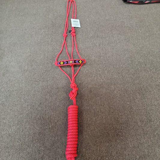 Mustang Beaded Rope Halter-Red : 800-1100#