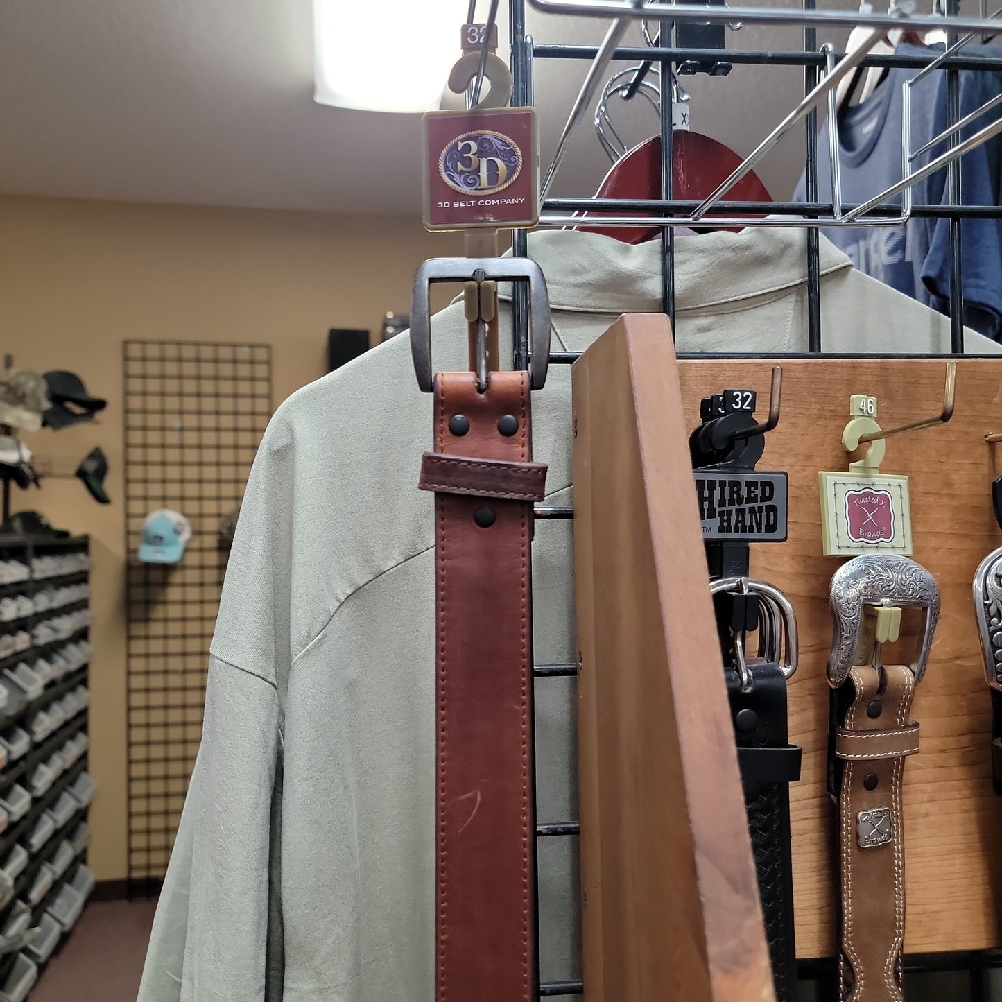 Mens 3D rough brown belt