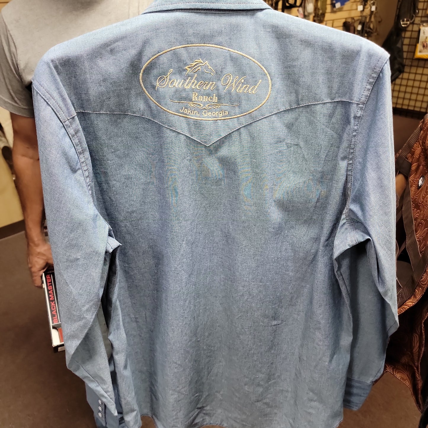 Mens Western Shirt-BLUE BUTTON 10MS70919 MS70919