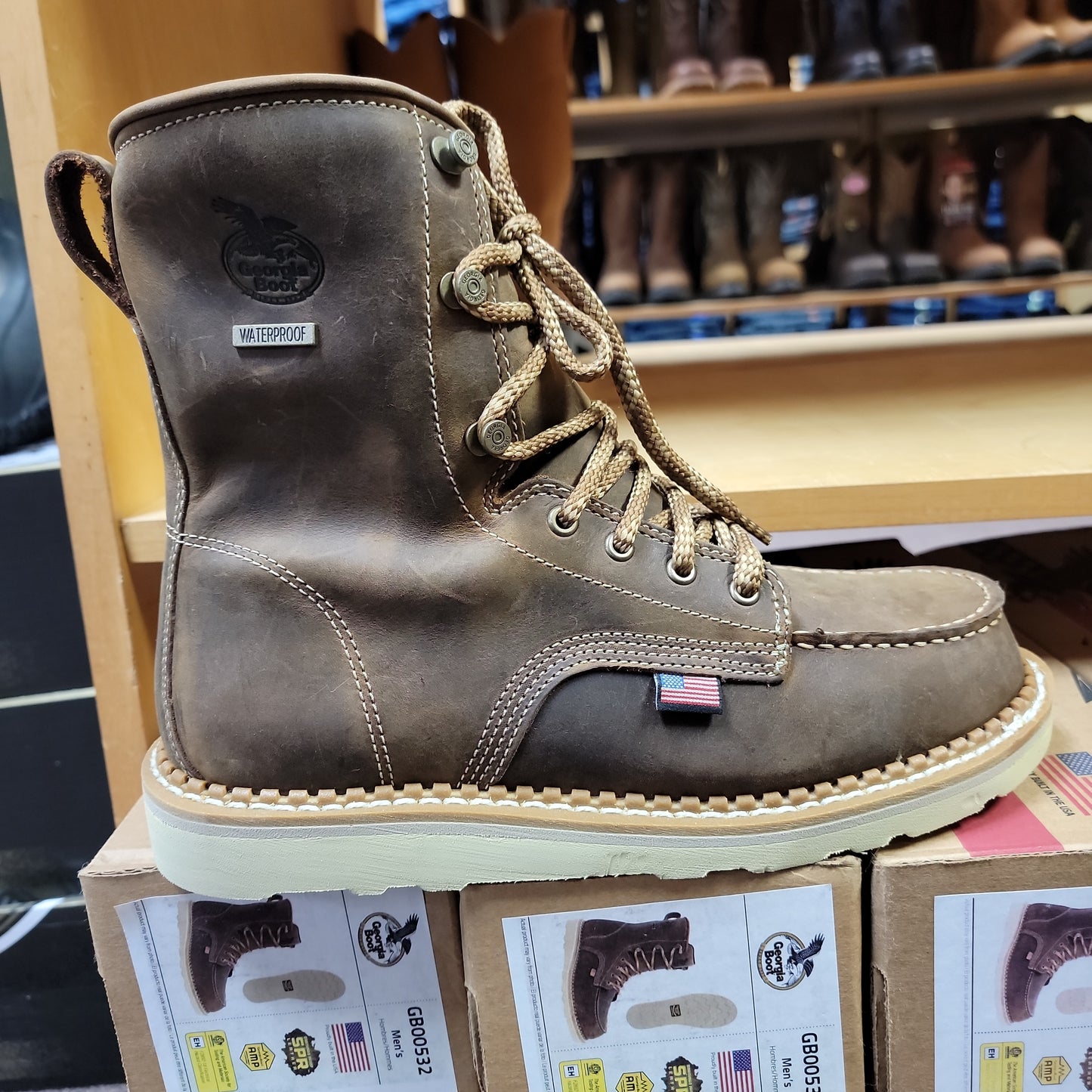 Mens Brn 8" Work boot-BROWN GB00532