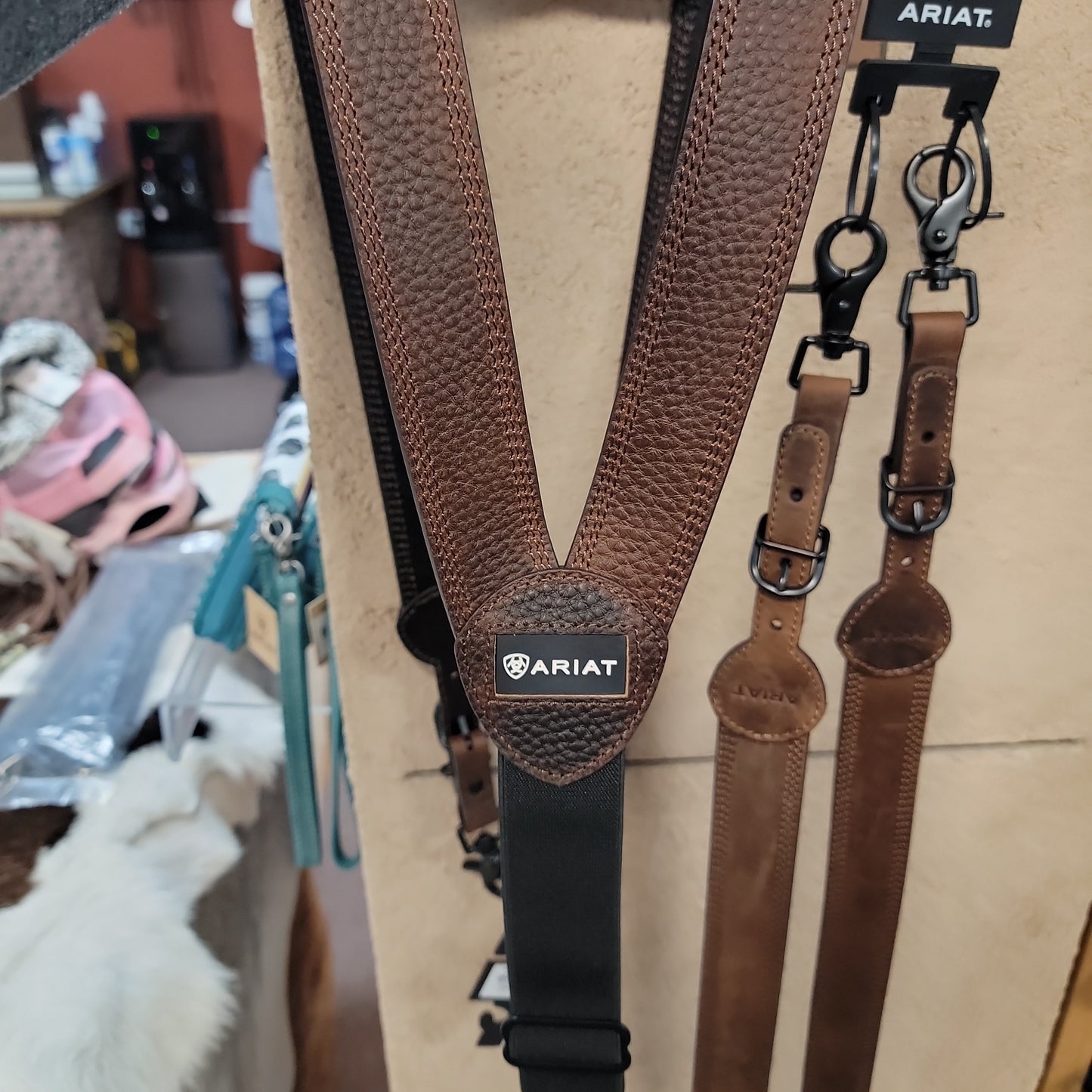 Men's Ariat leather suspenders