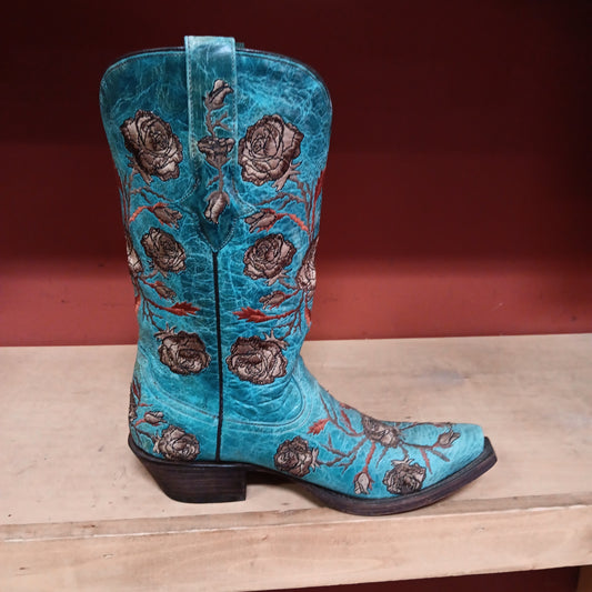 WOMENS TURQUOISE LUCCHESE BOOT-TURQUOISE :