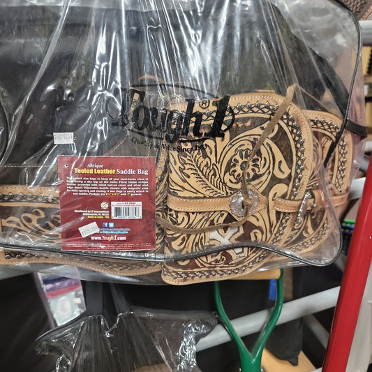 TOOLED LEATHER SADDLE BAG-BROWN/TAN