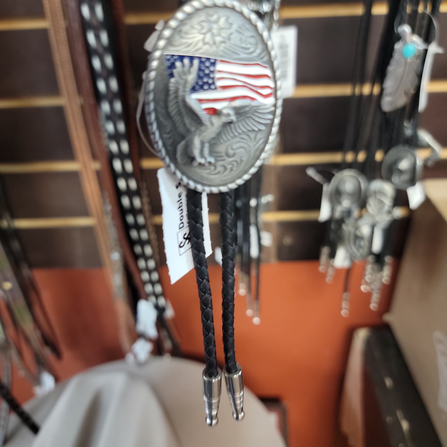 BOLO EAGLE W/ USA FLAG-BLACK/SILVER