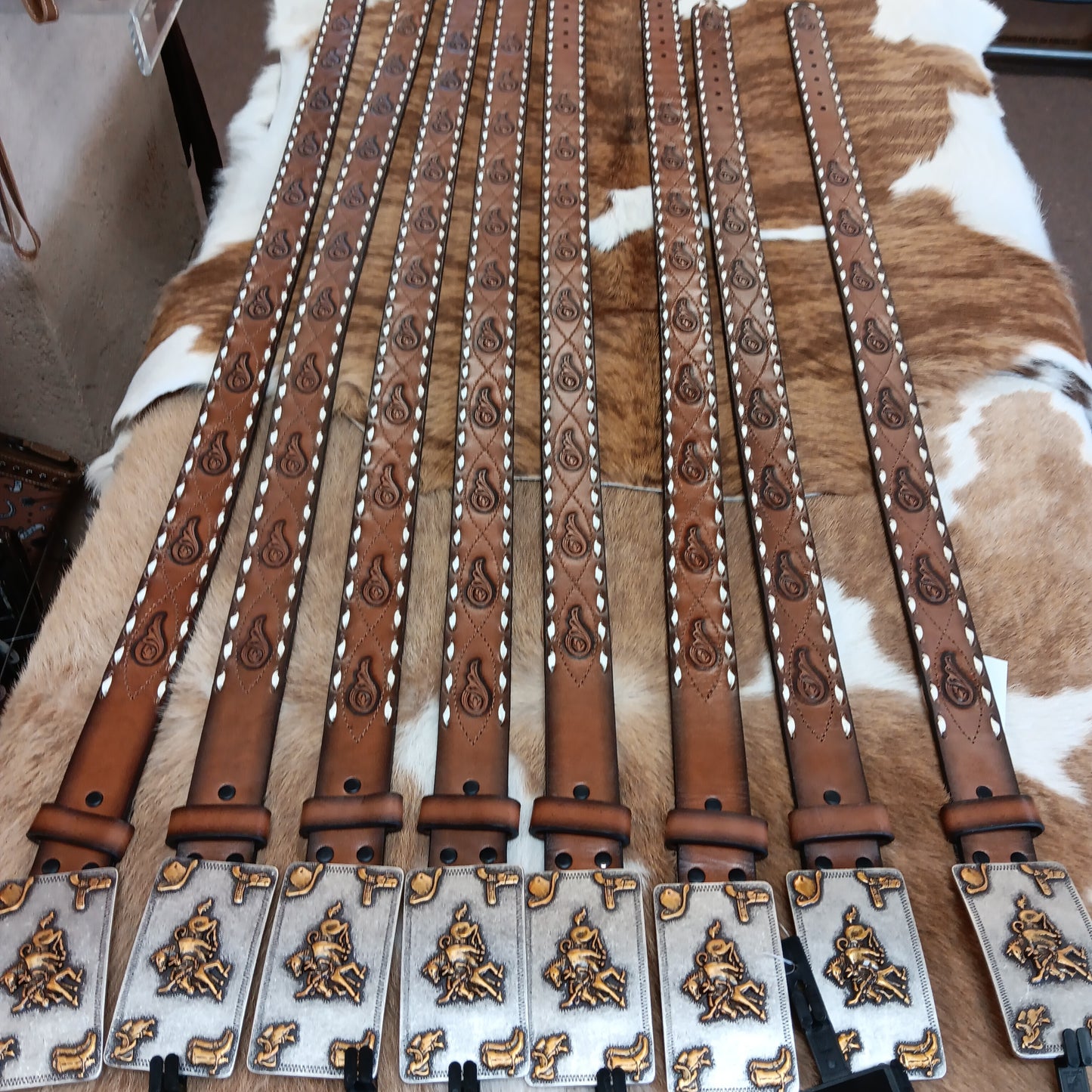 Ladies Angel Ranch back stitch square buckle belts D140001702