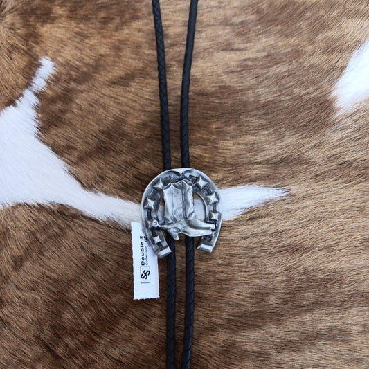 DOUBLE S BOLO TIE-BLACK/SILVER