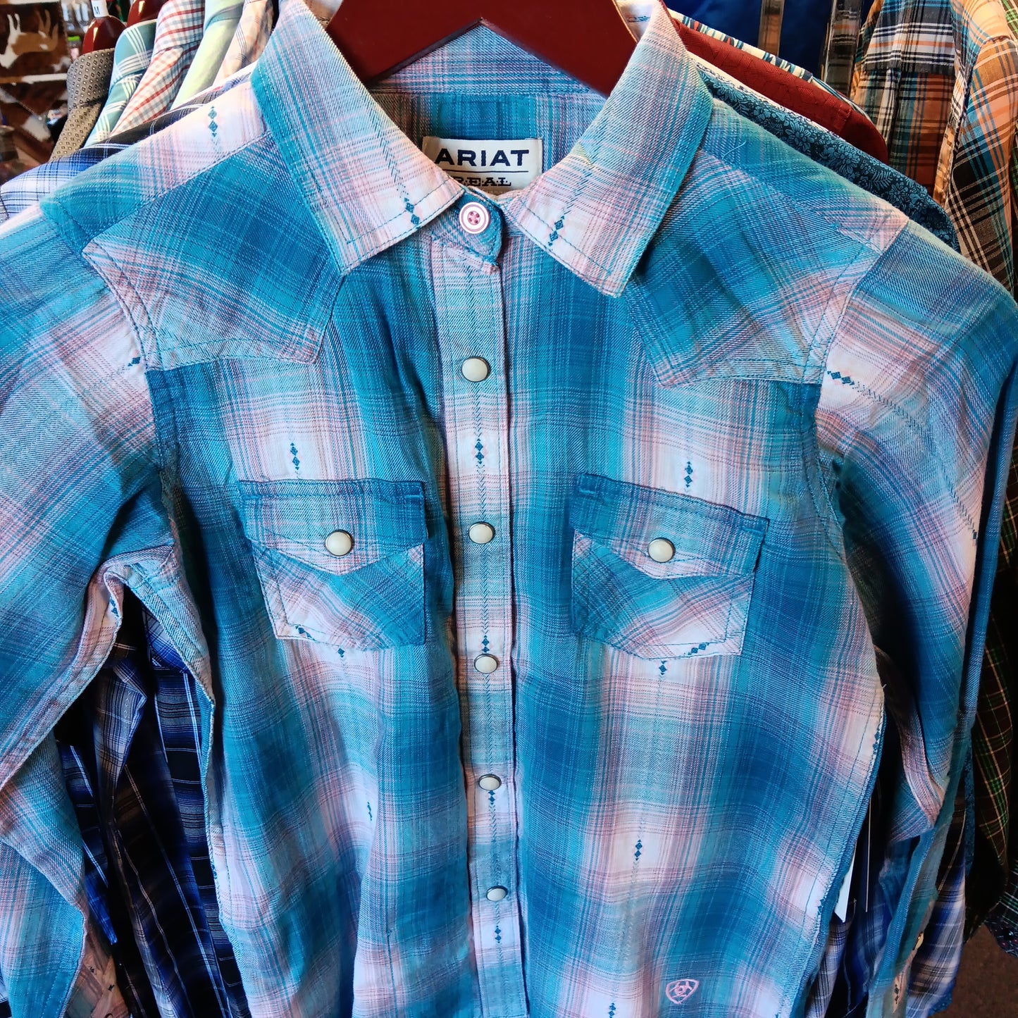 GIRLS ARIAT SNAP LS SHIRT-PLAID : M