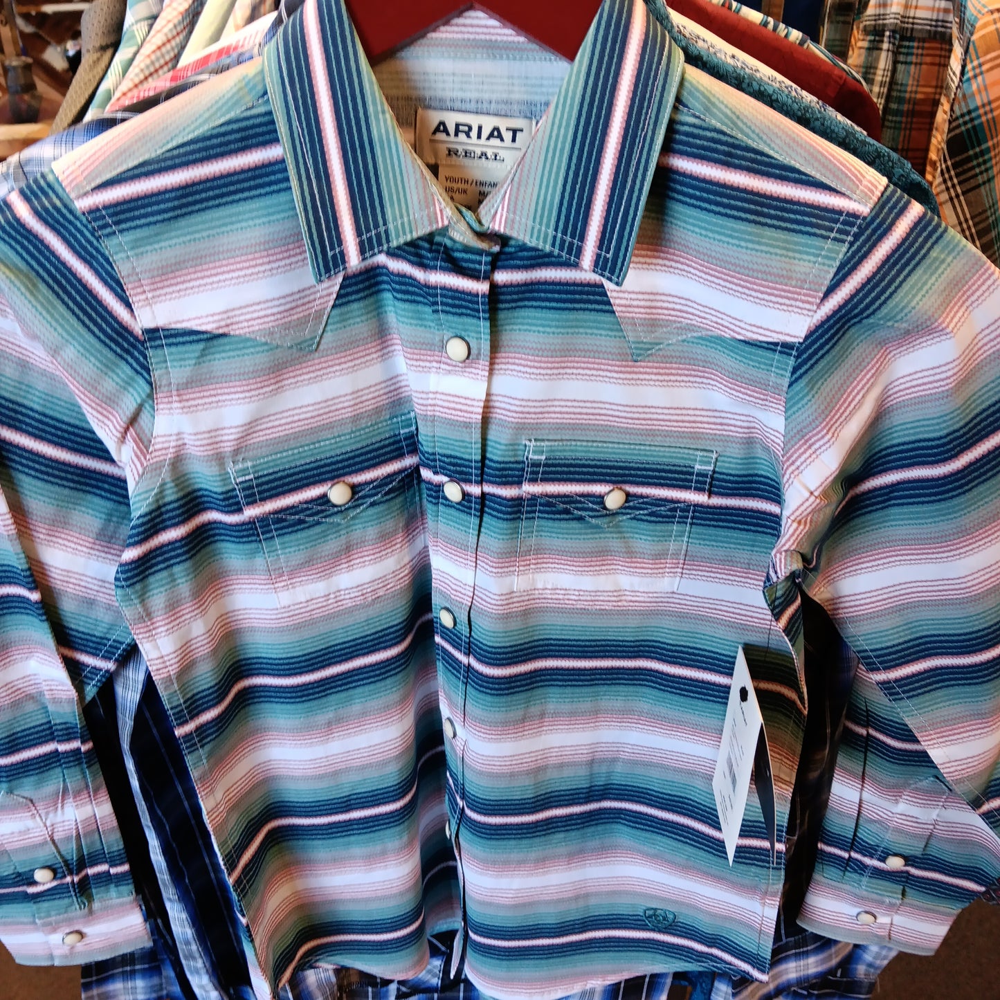 GIRLS DOWNSTREAM LS SHIRT-TEAL SNAP : M