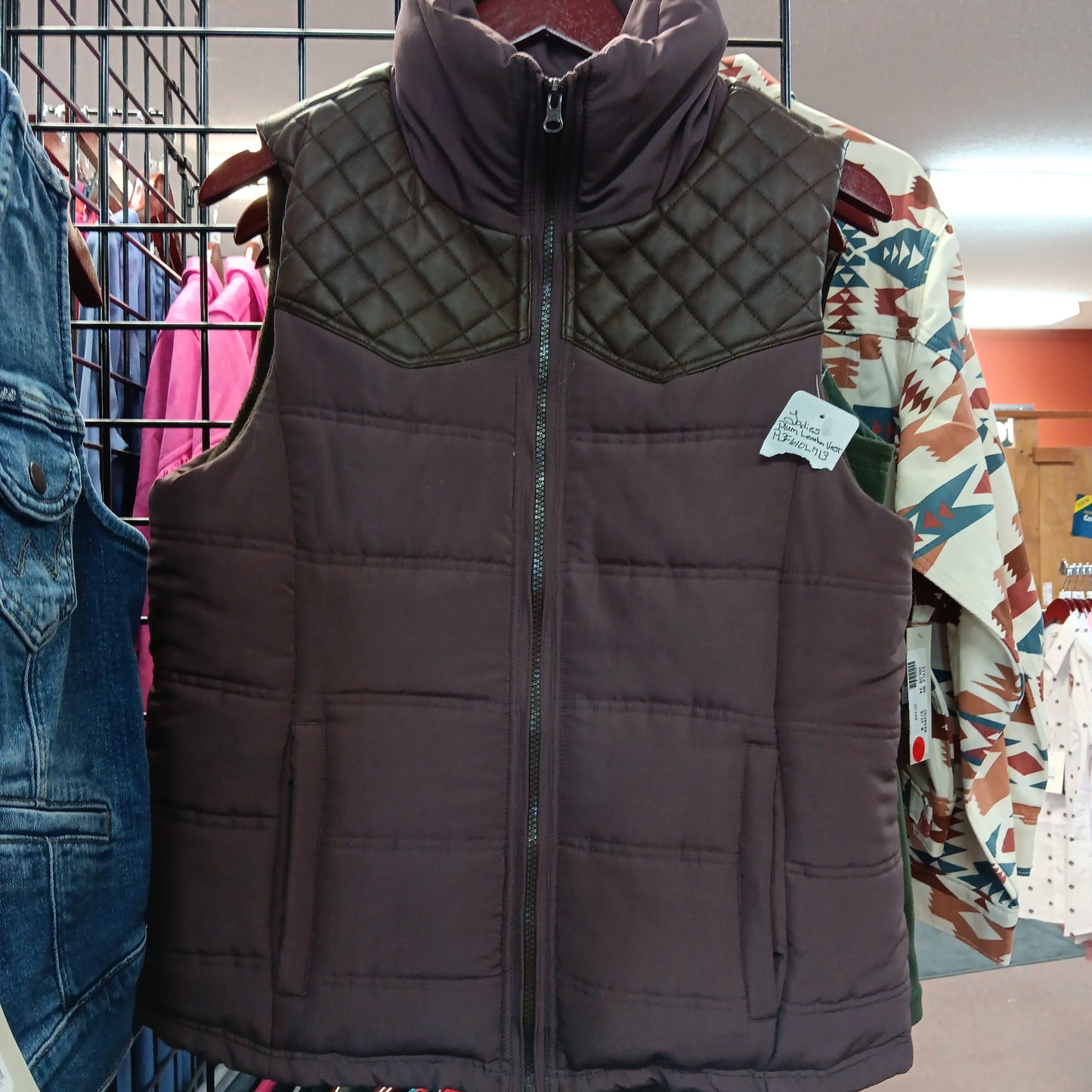 LADIES PLUM LEATHER VEST-PLUM : M