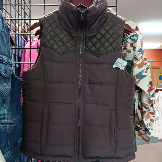 LADIES PLUM LEATHER VEST-PLUM : M