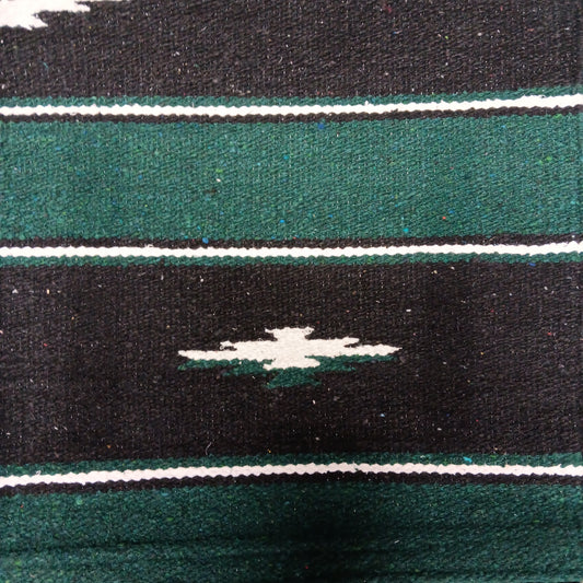 SADDLE BLANKET-GREEN/BLACK : 32" X 32"