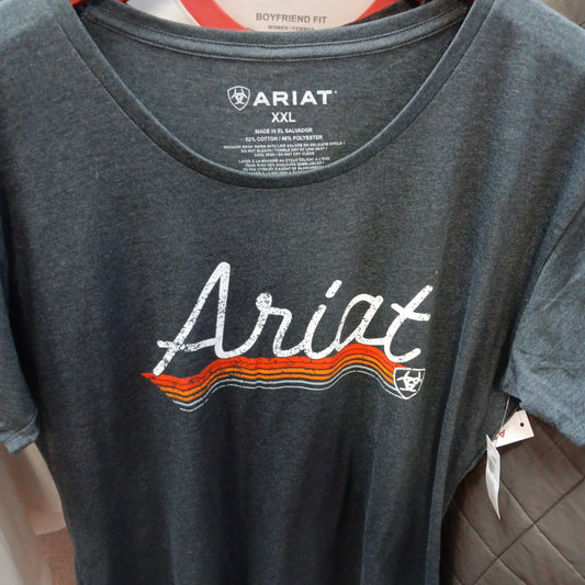 WMNS ARIAT UNDERLINE T-SHIRT-CHRCL GREY : XXL