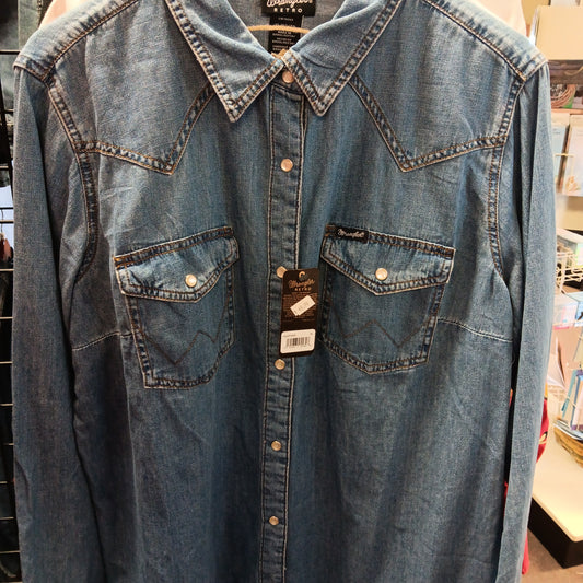 WOMENS WRANGLER SHIRT-LS LT BLUE : XL
