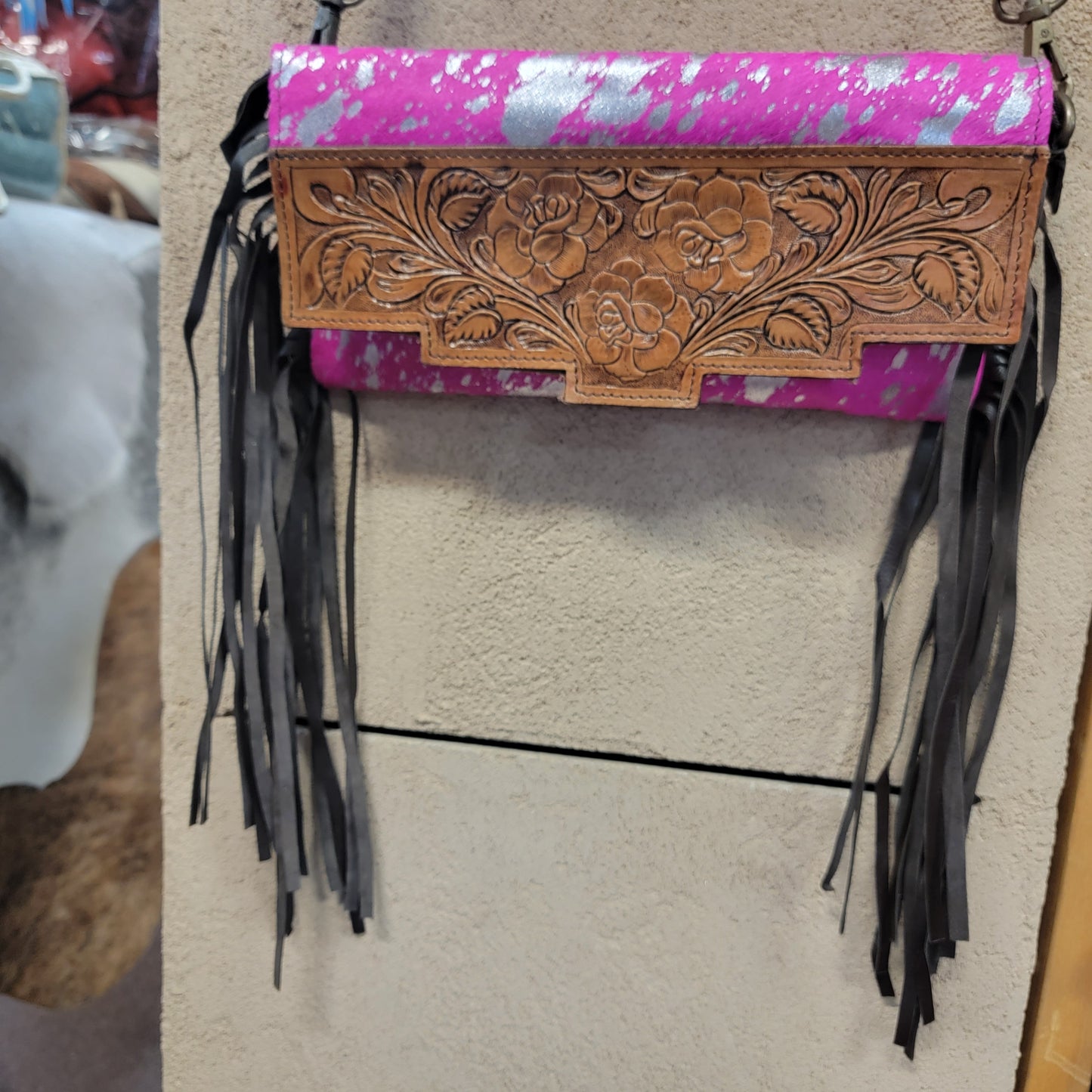 Ladies cow hide cross body bag