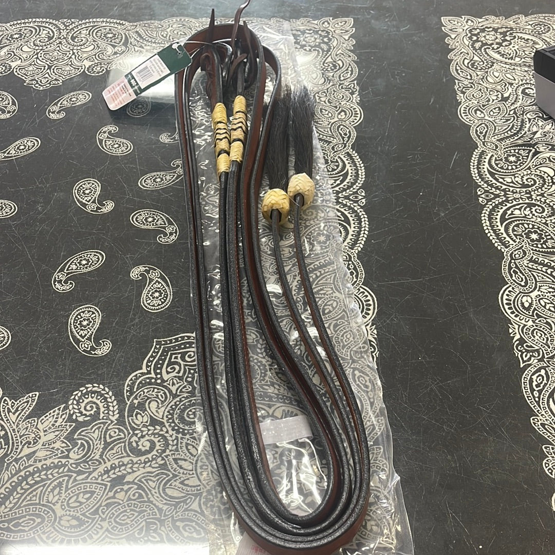 Rawhide braid leather split reins