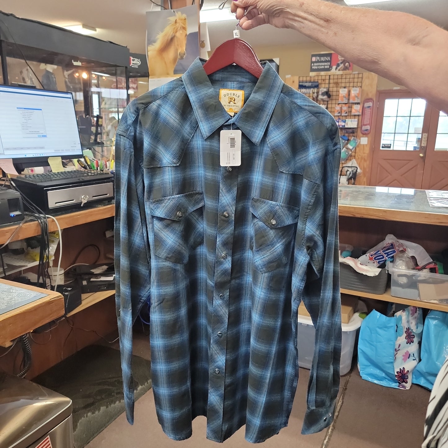 Men L/S Resistol-M-Rust/stripes : M