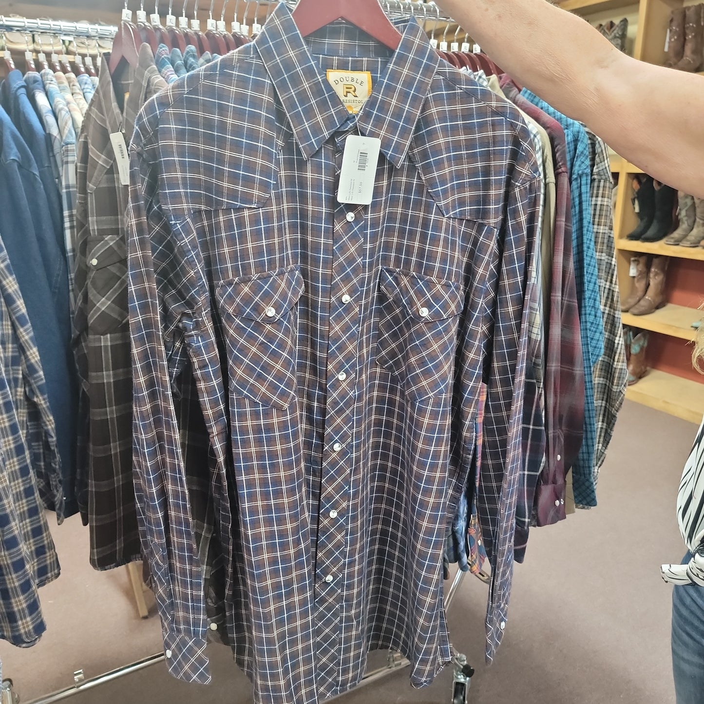 Men L/S Resistol-M-Rust/stripes : M