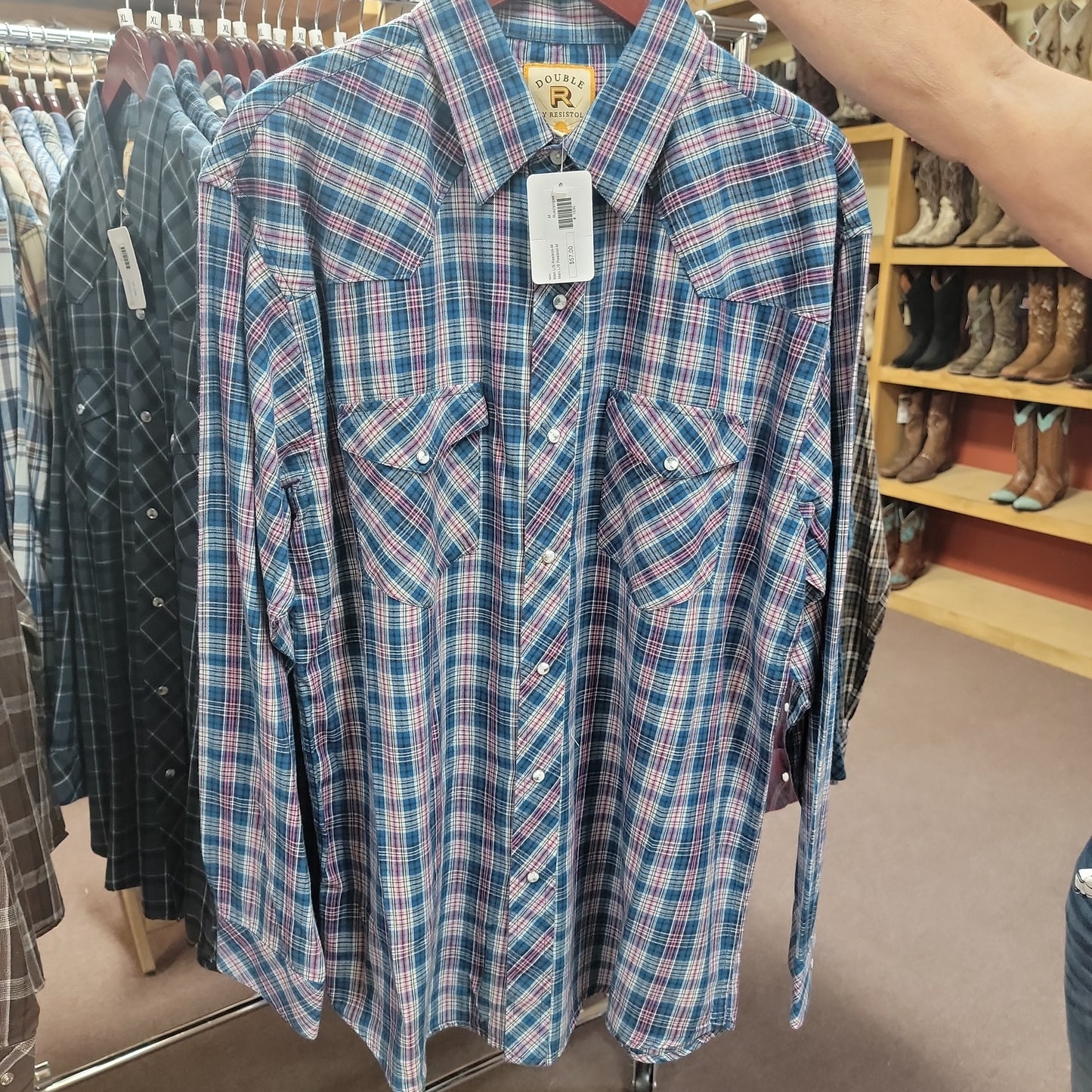 Men L/S Resistol-M-Rust/stripes : M