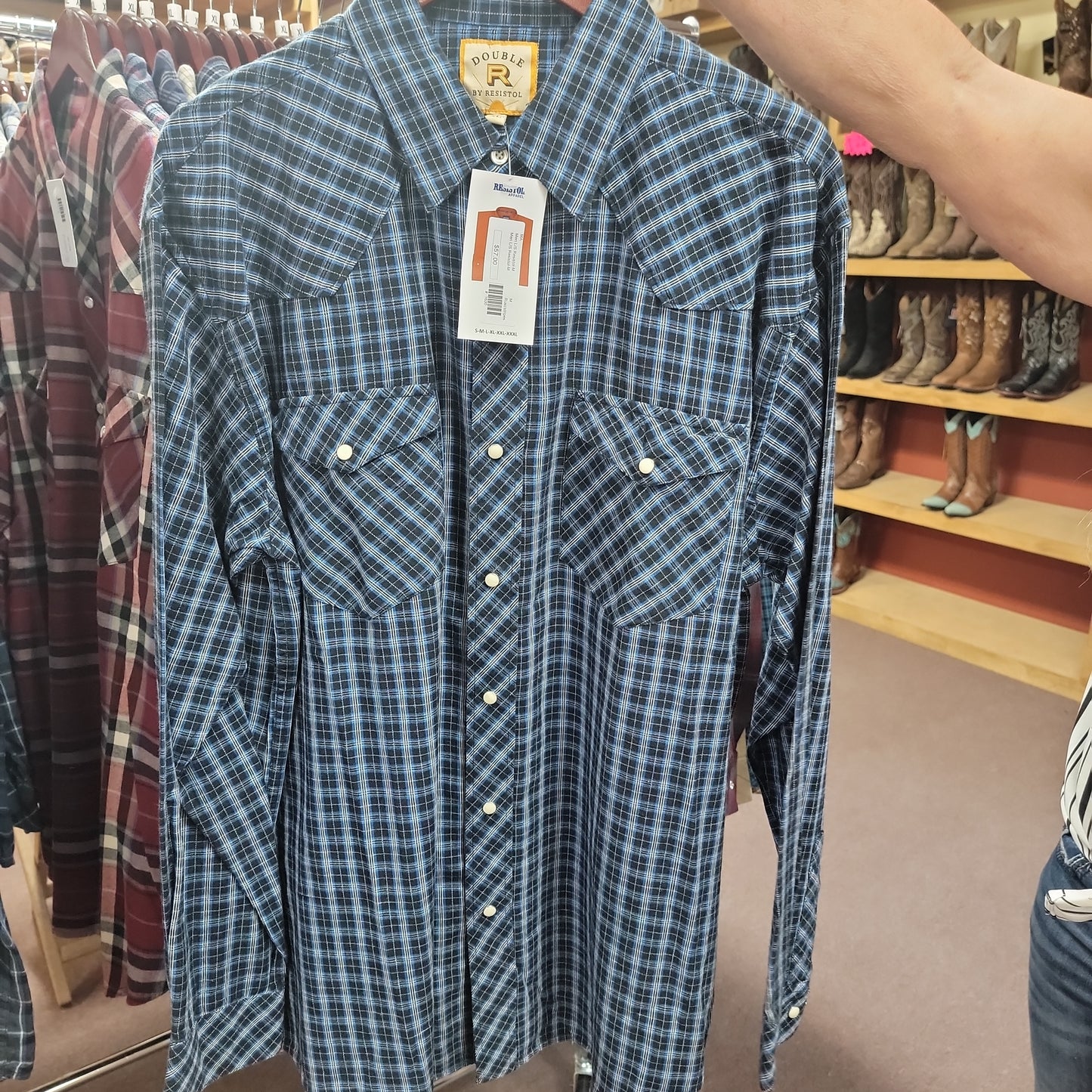 Men L/S Resistol-M-Rust/stripes : M