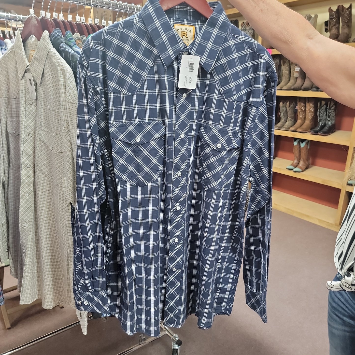 Men L/S Resistol-M-Rust/stripes : M