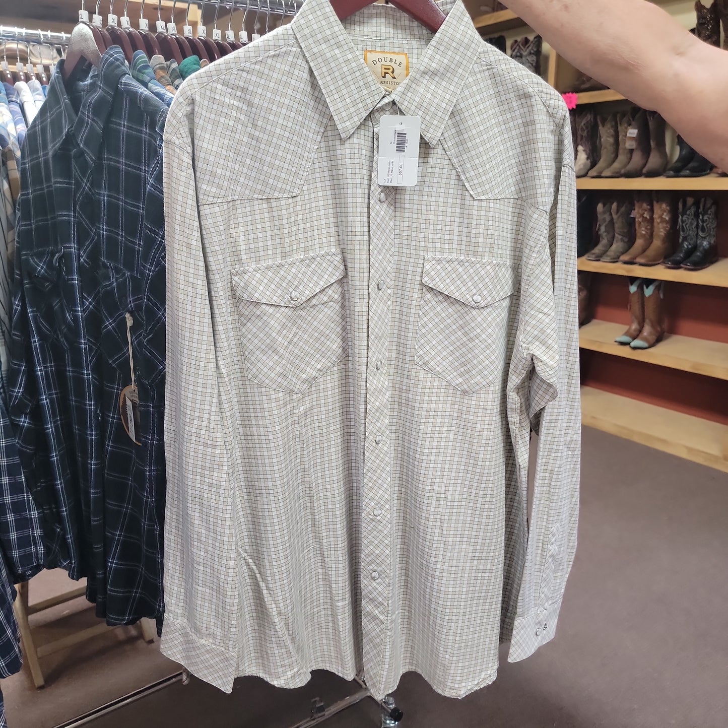 Men L/S Resistol-M-Rust/stripes : M