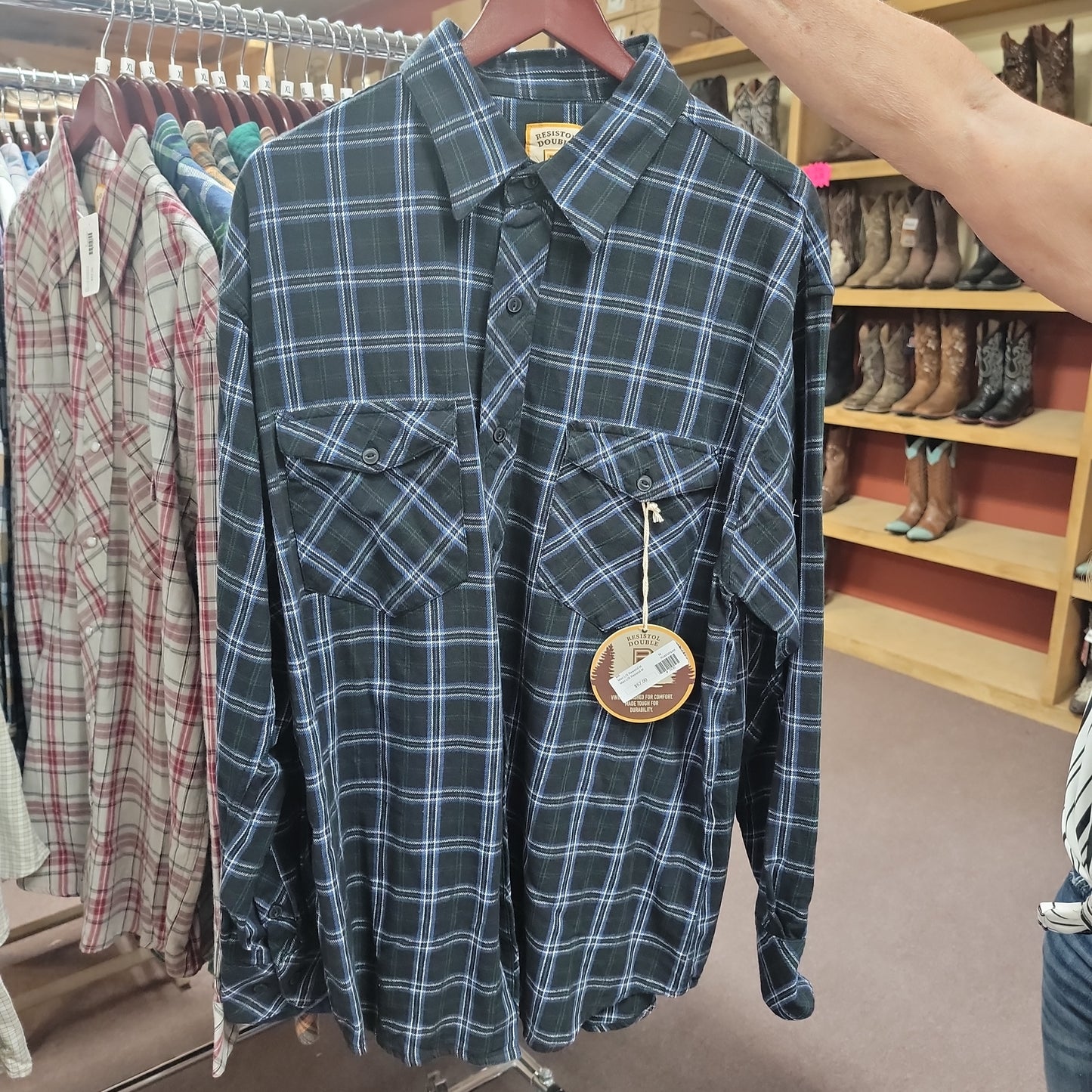 Men L/S Resistol-M-Rust/stripes : M