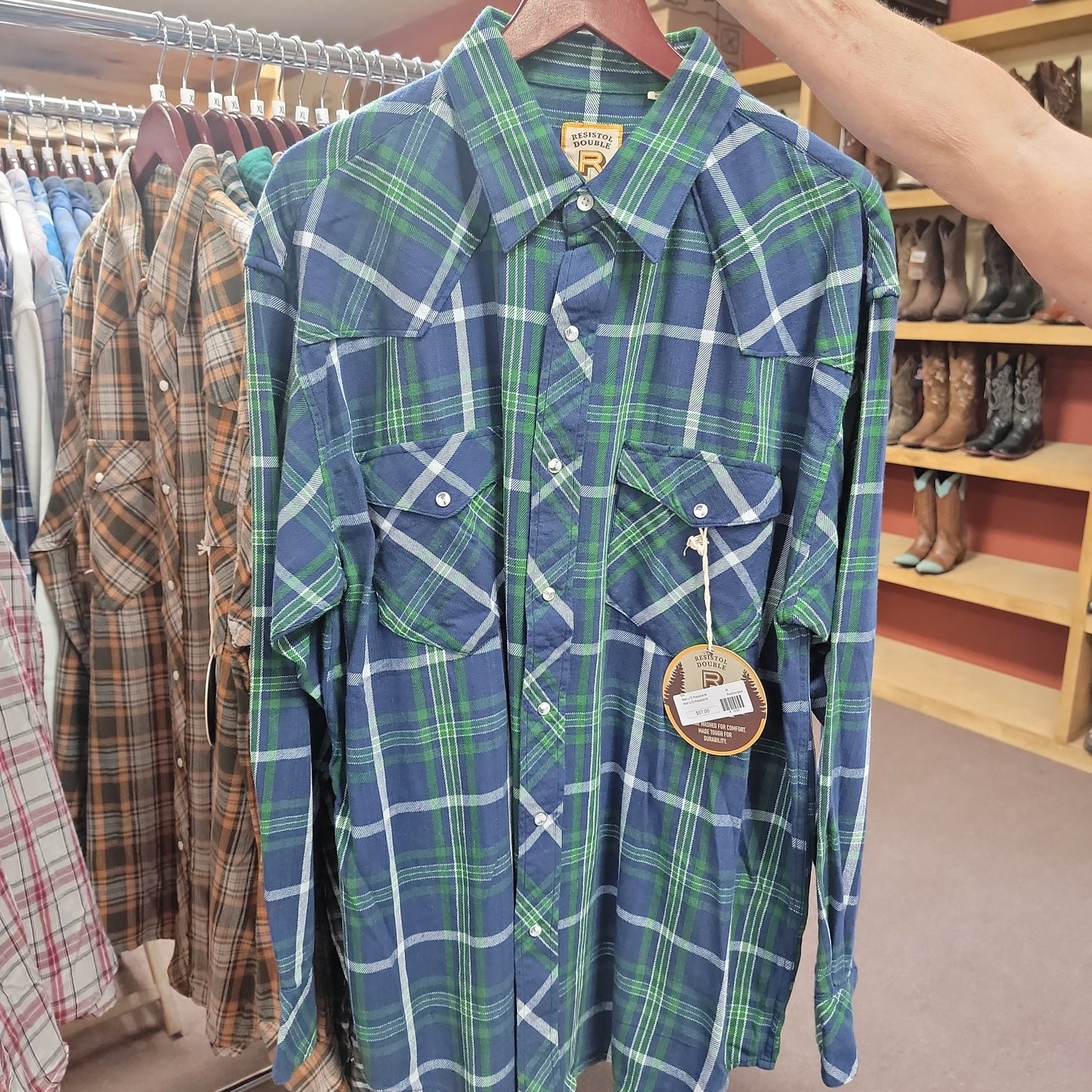 Men L/S Resistol-M-Rust/stripes : M