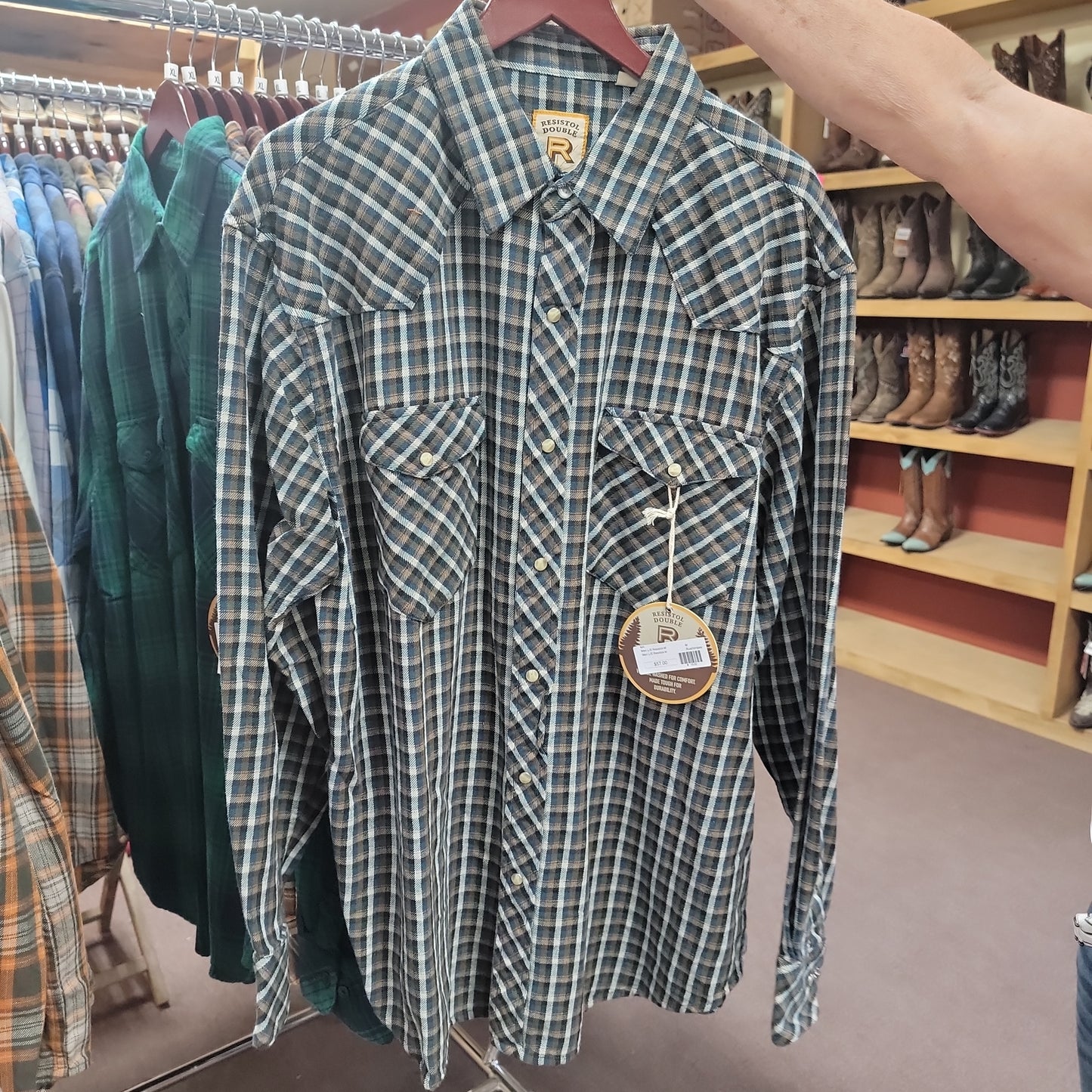 Men L/S Resistol-M-Rust/stripes : M