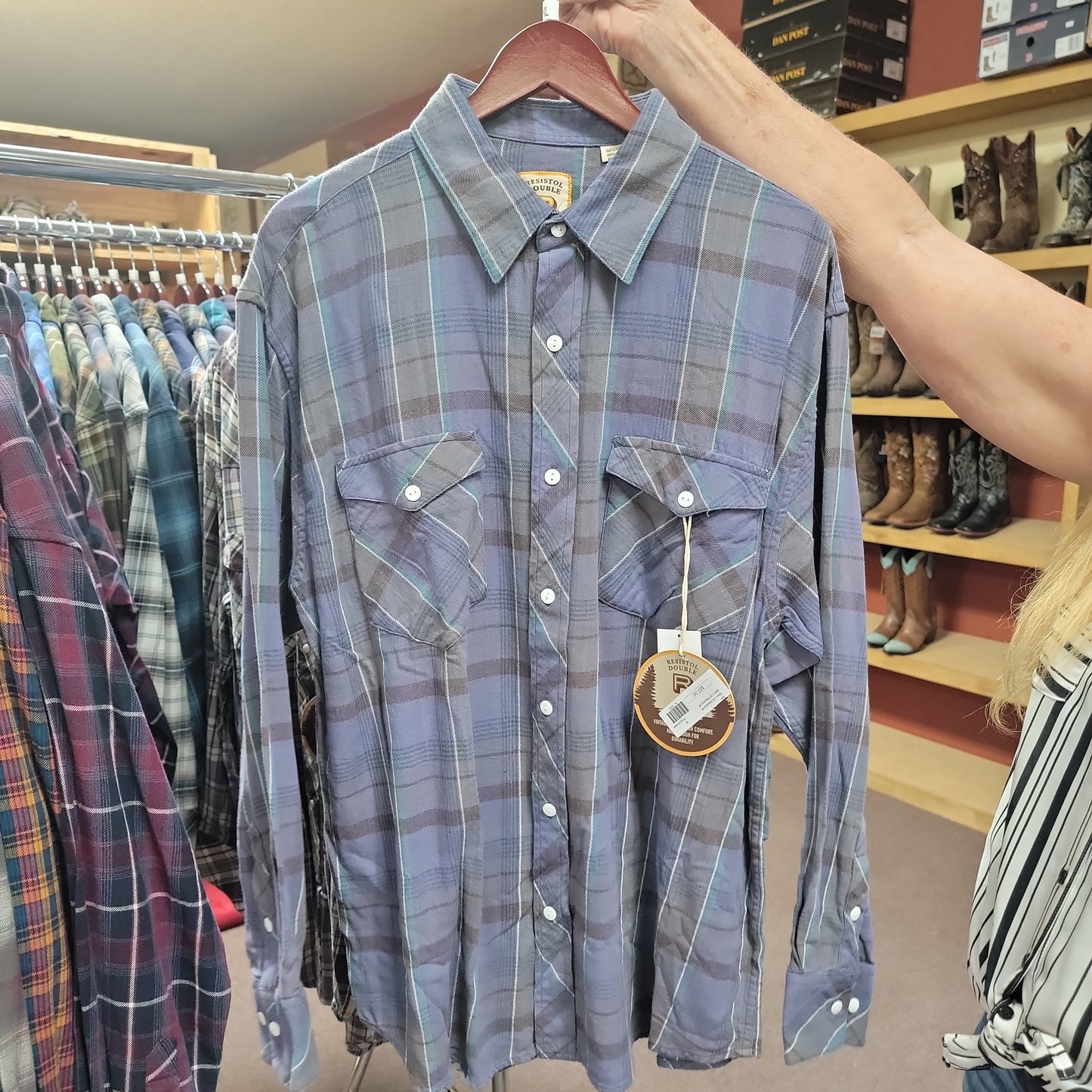 Men L/S Resistol-M-Rust/stripes : M